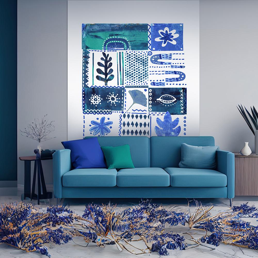 Fototapete, Blaue abstrakte Blätter - Andrea Haase