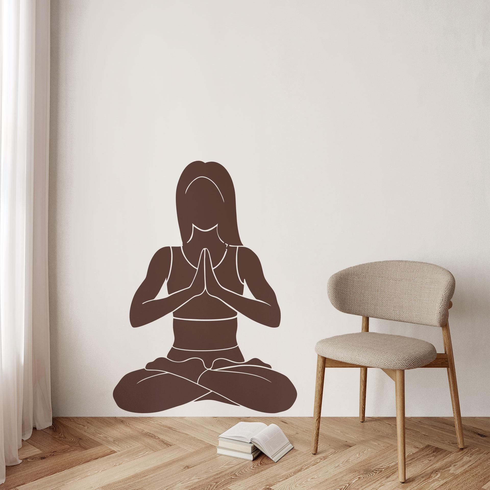 Wallsticker yoga lotus silhuet ensfarvet