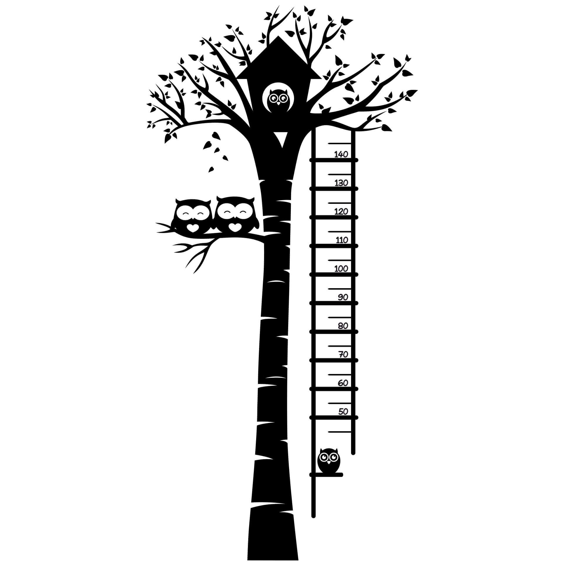 Wandtattoo Messlatte Eulen im Baum
