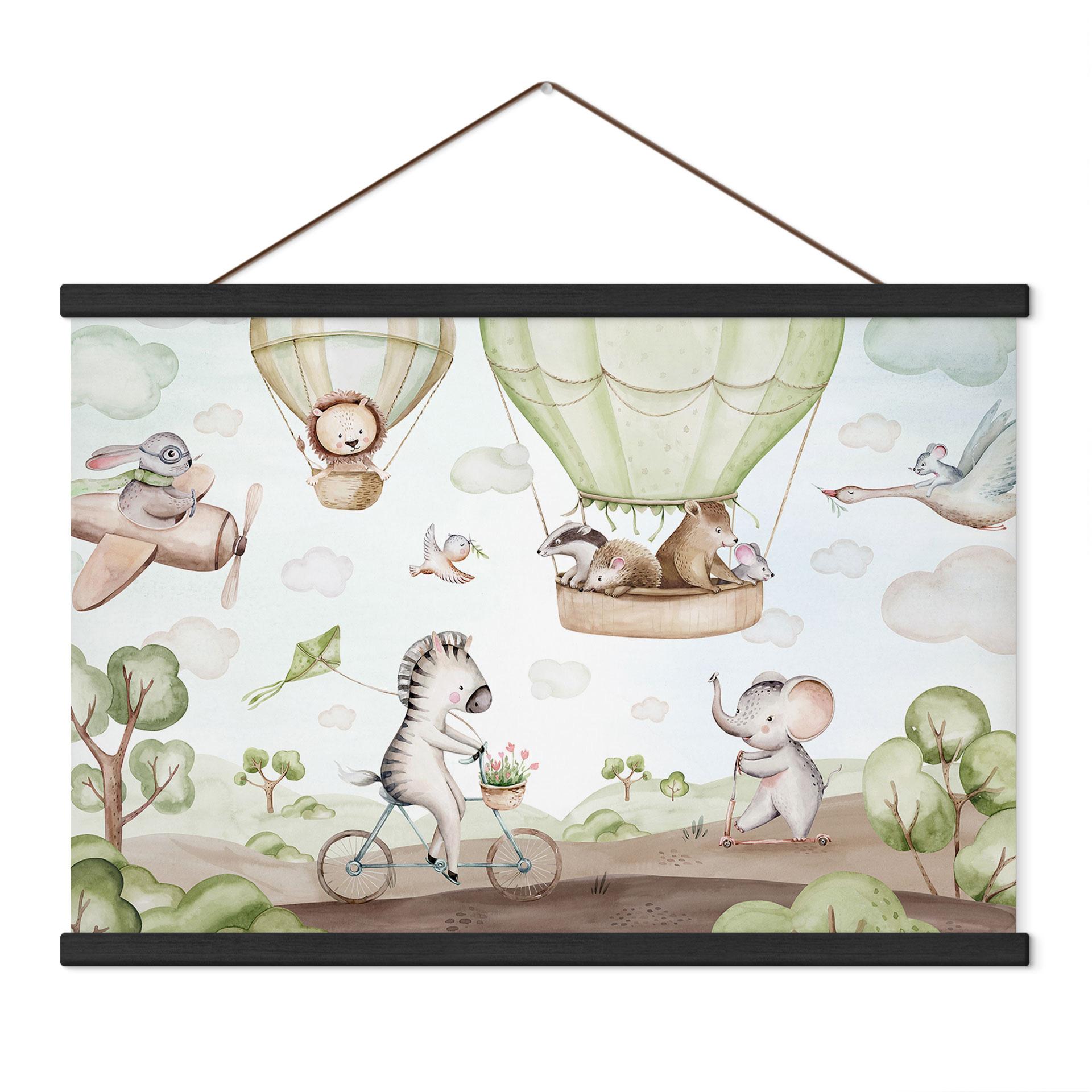 Kinderkamer Textielposter Ballonvaart van de dierenvrienden - Kvilis