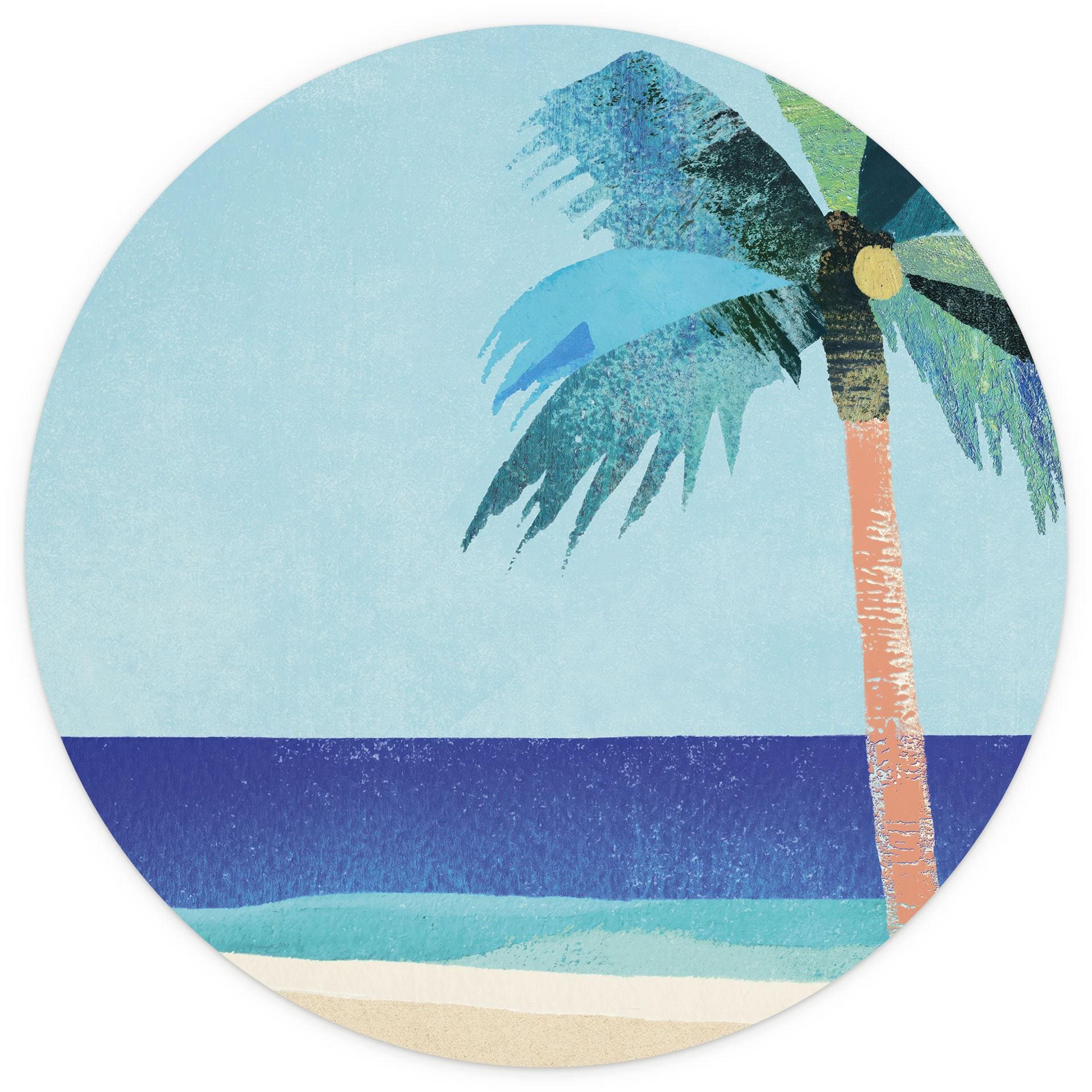 Behangcirkel Vakantiestrand met palmboom - Rivers