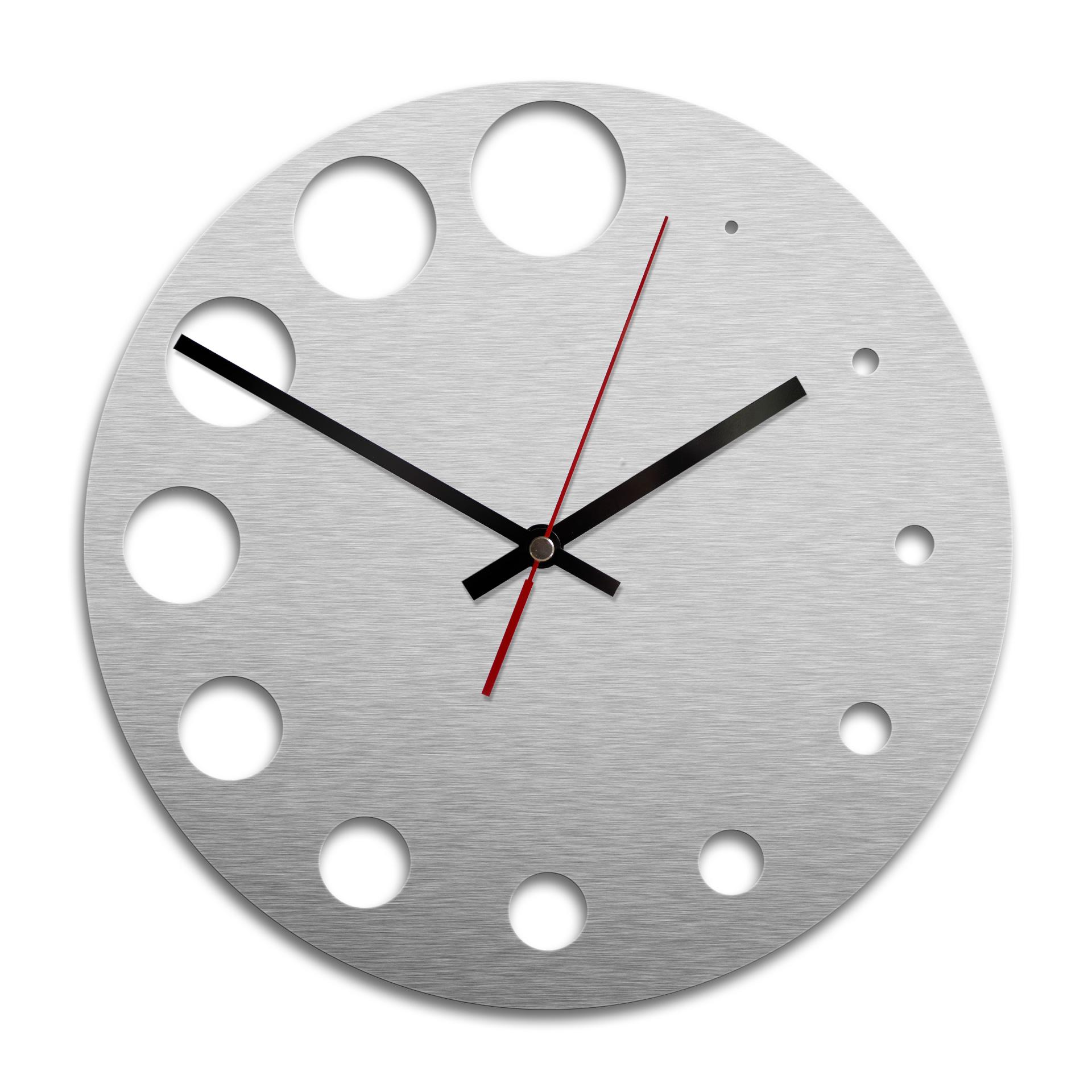 Horloge murale en Alu-Dibond - Argenté - Ronds