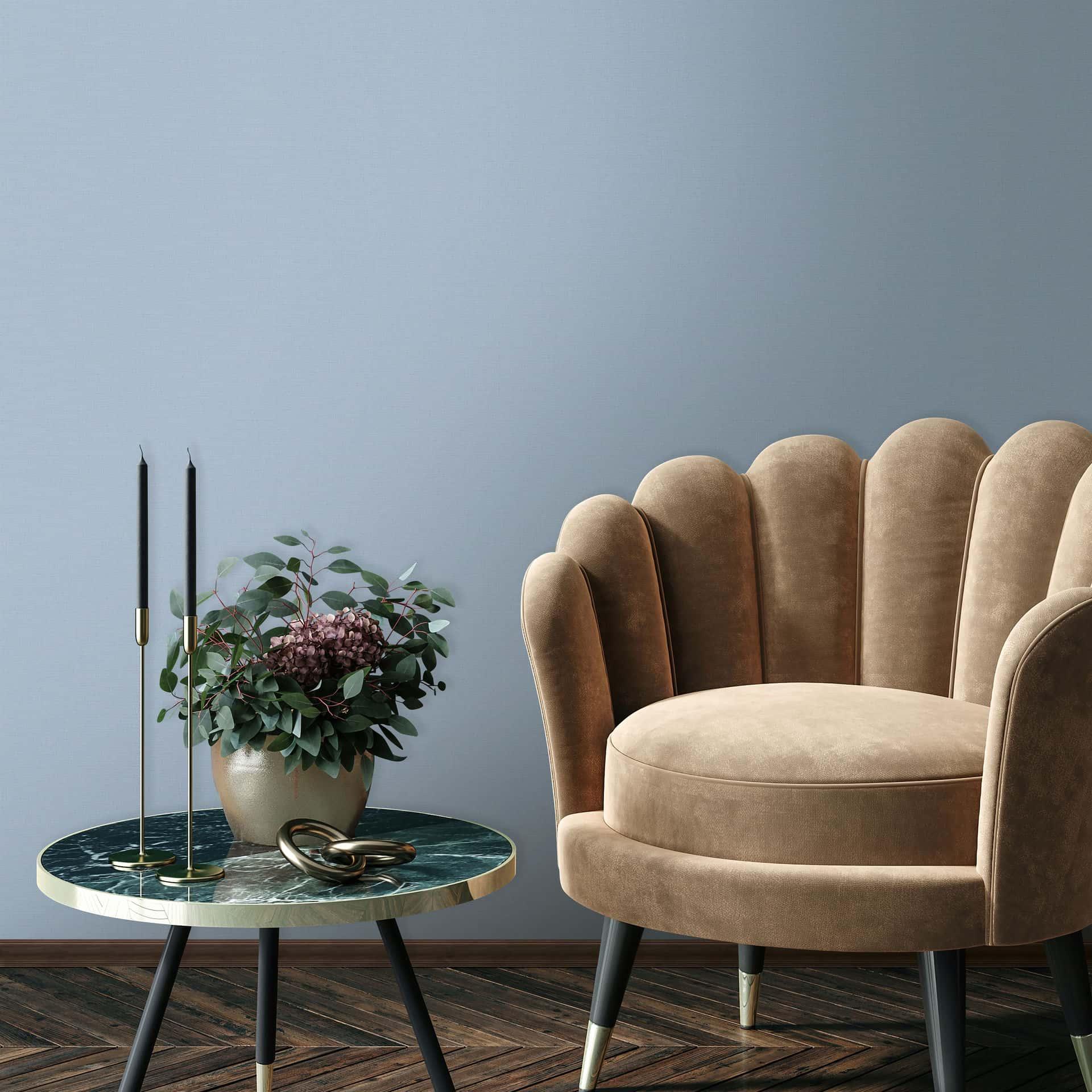Vliesbehang structuur effen modern mat in blauw