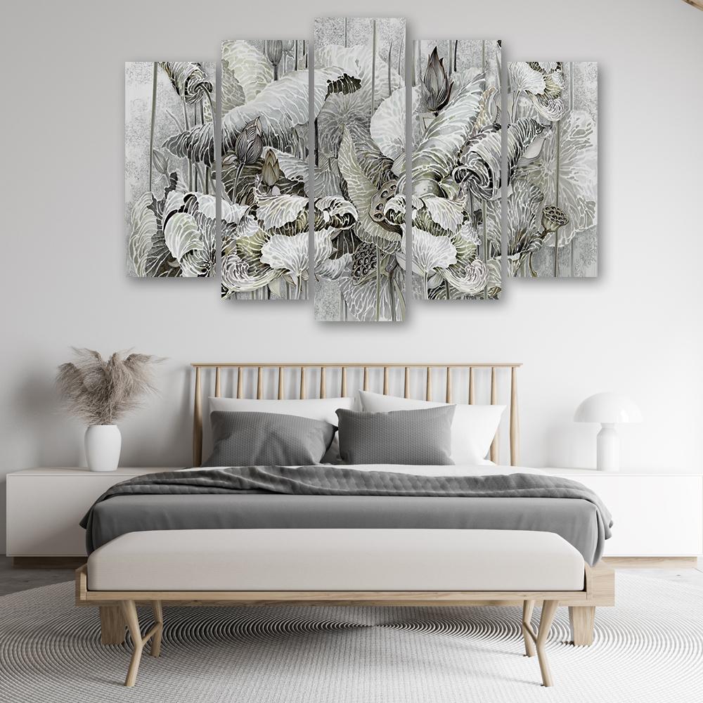 5 stykke lærredstryk, Saint Lotus-blomster
