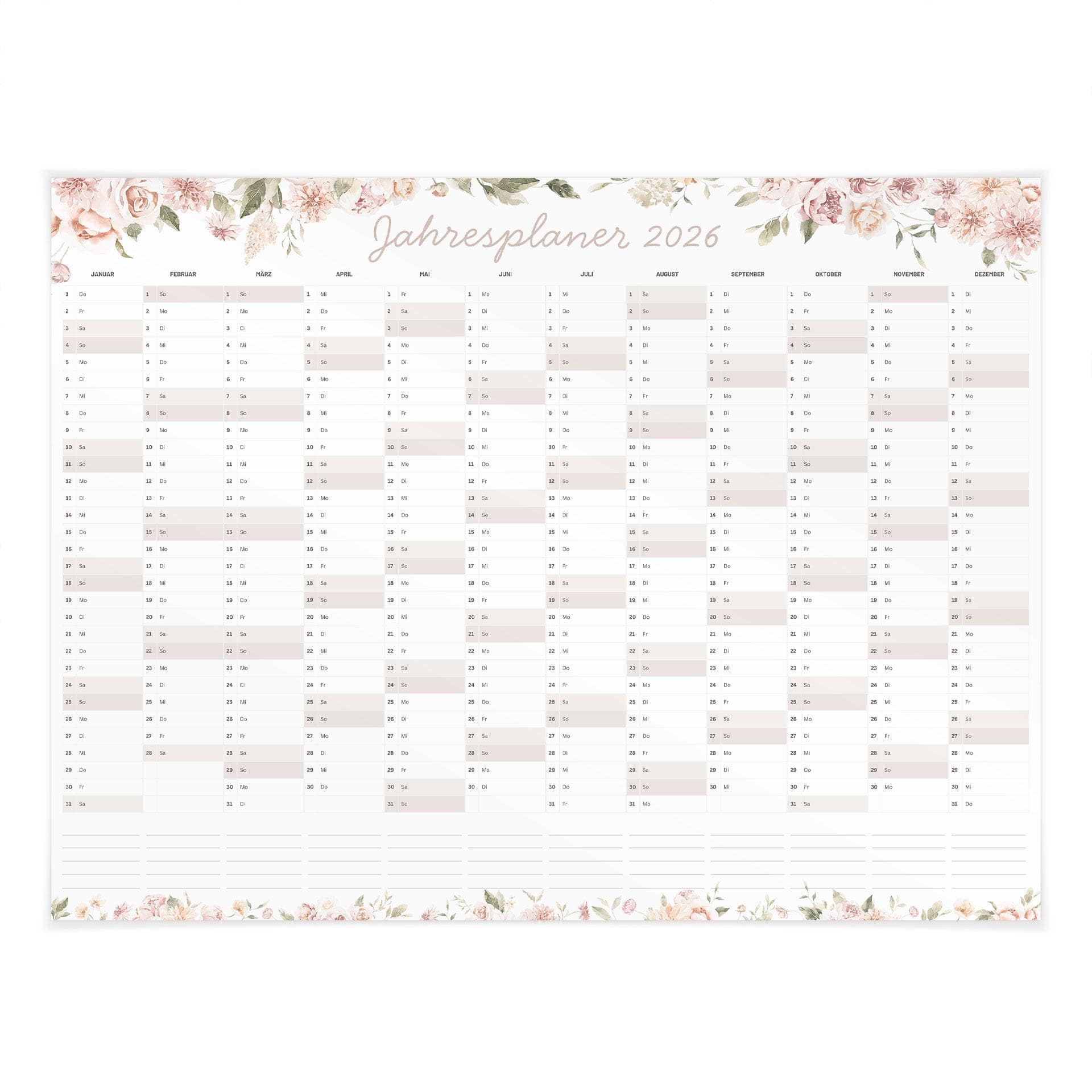 Poster Jahresplaner Kalender 2026