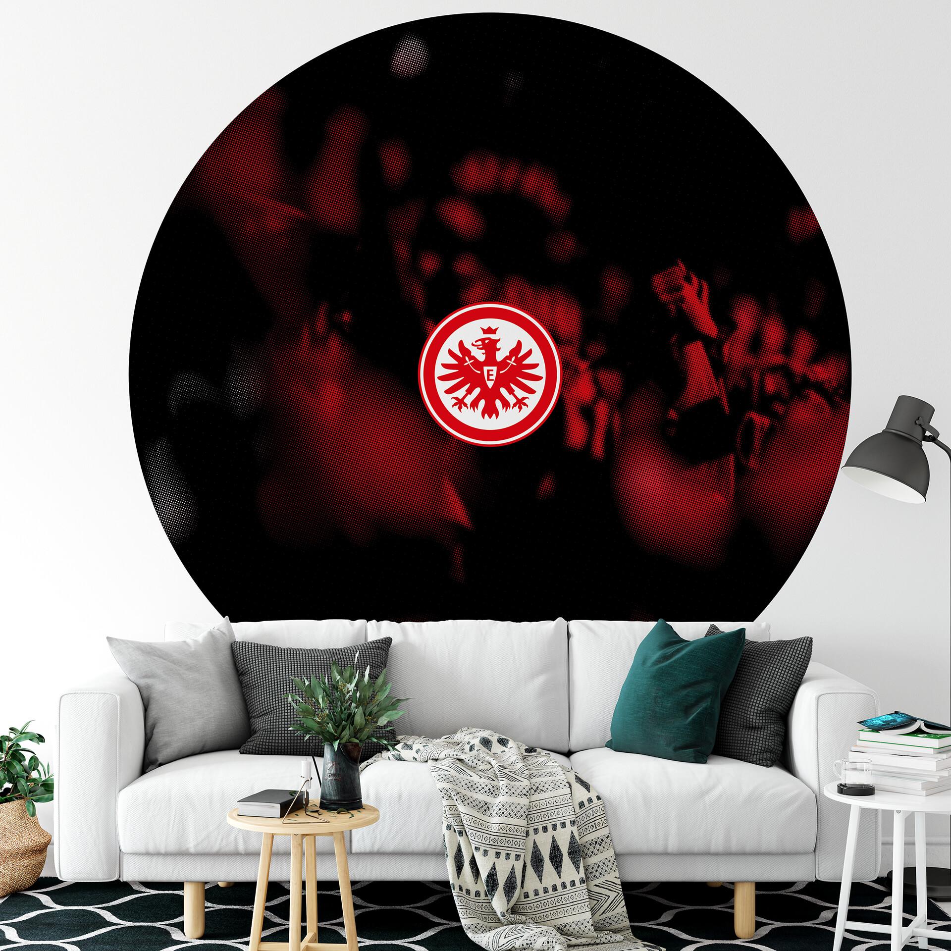 Fototapet - Rundt Eintracht Frankfurt - Fans Retro Mønster  - vliesetapet/selvklæbende non-woven tap