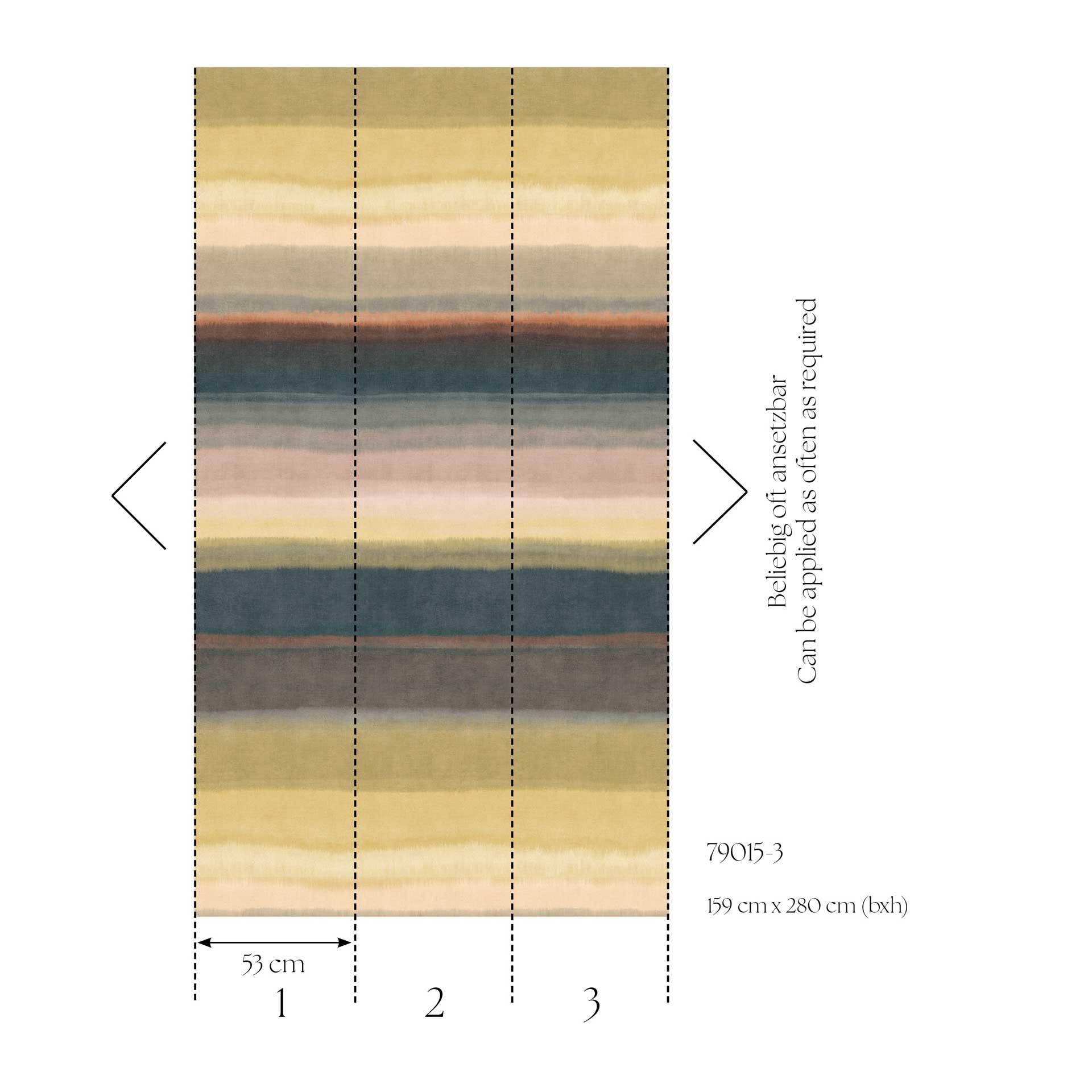Aquarel strepen groen beige - Vliesbehang, uittrekbaar