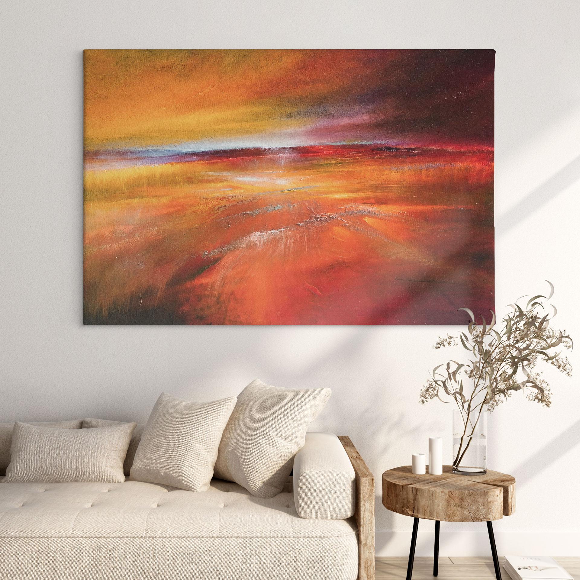 Leinwandbild Herbstlandschaft im Abendlicht - Schmucker