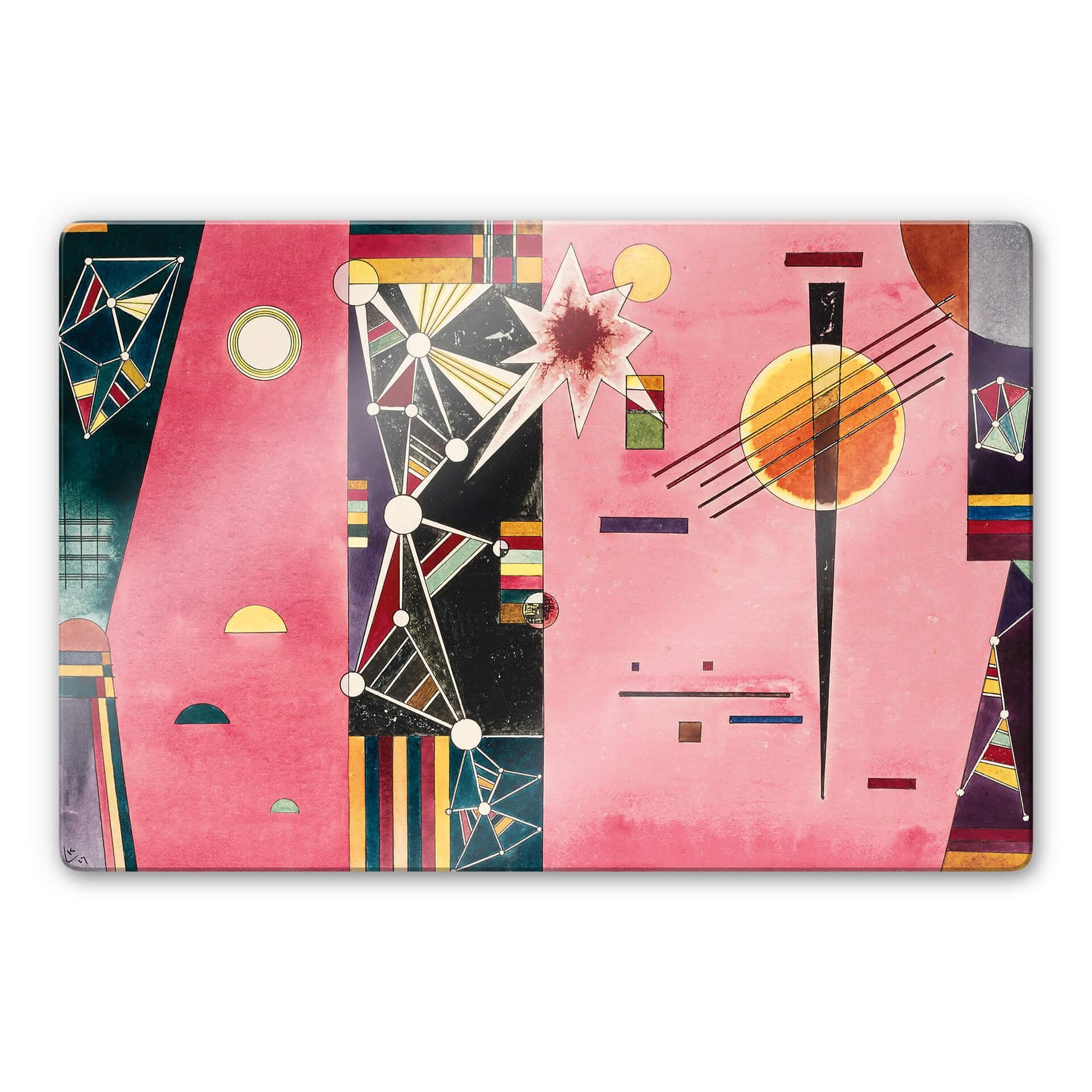 Glasschilderij Kandinsky - Pink Red