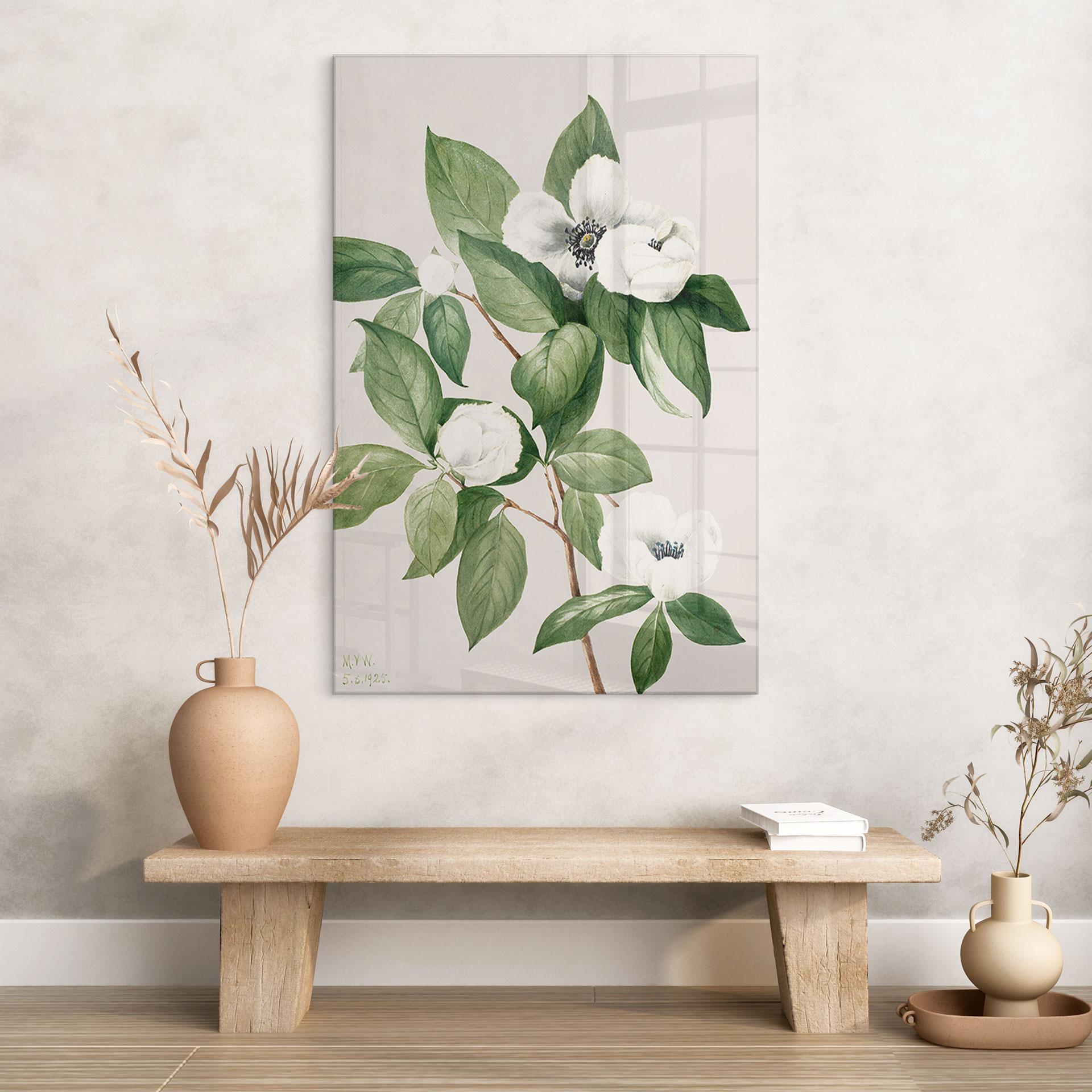 Akrylbillede botanik-illustration af en falsk kamelia - Walcott