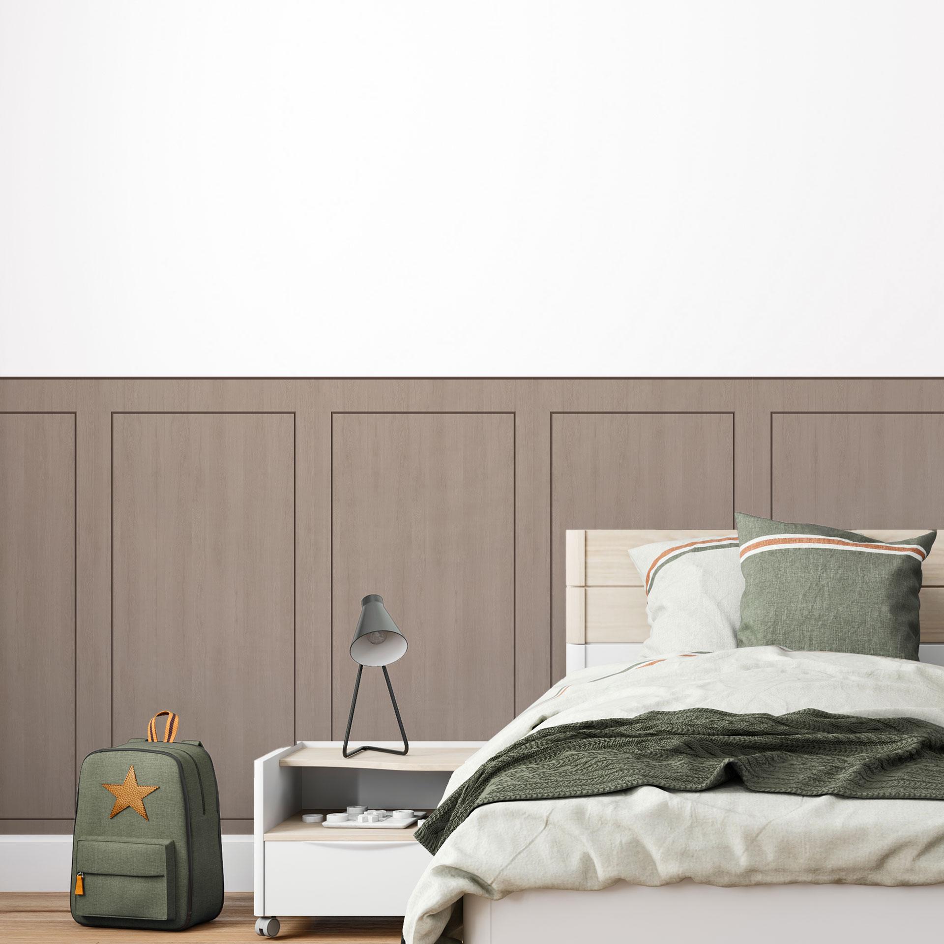 Wandpanelen Wandbekleding taupe met houtnerf met kader