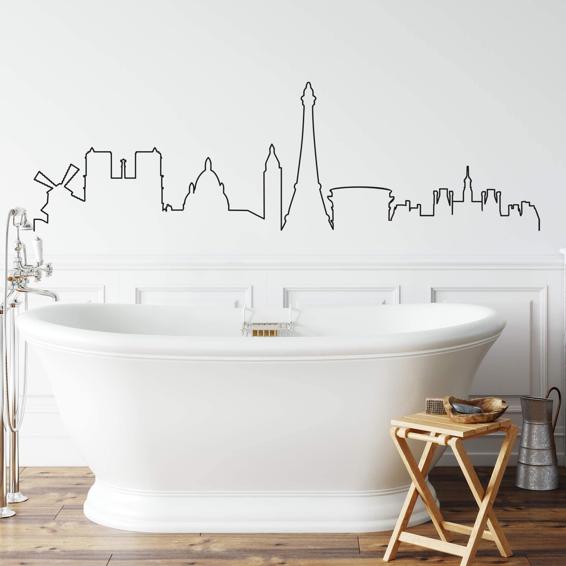 Muursticker Skyline Parijs Outline
