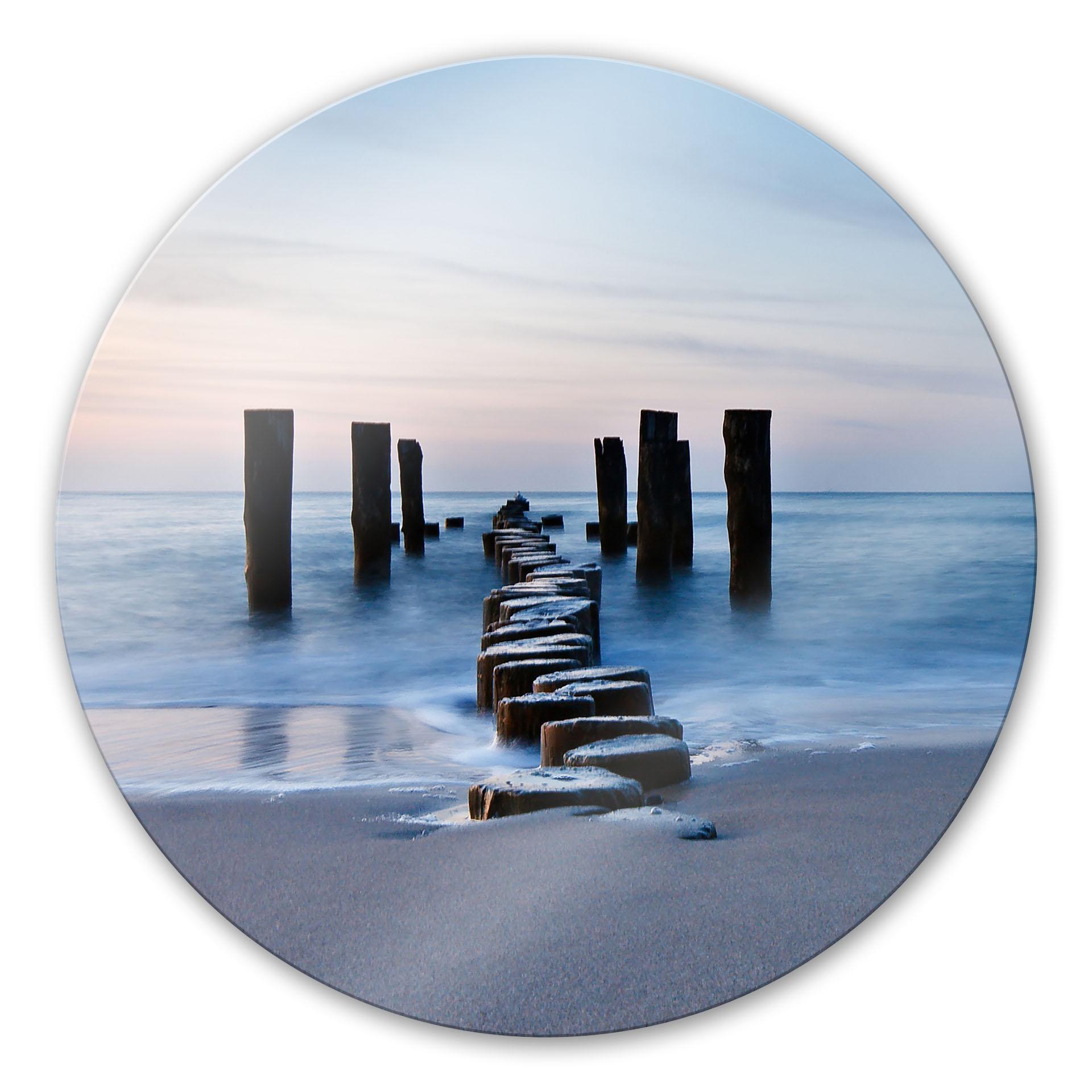Tableau en verre - Rivage le soir - Rond
