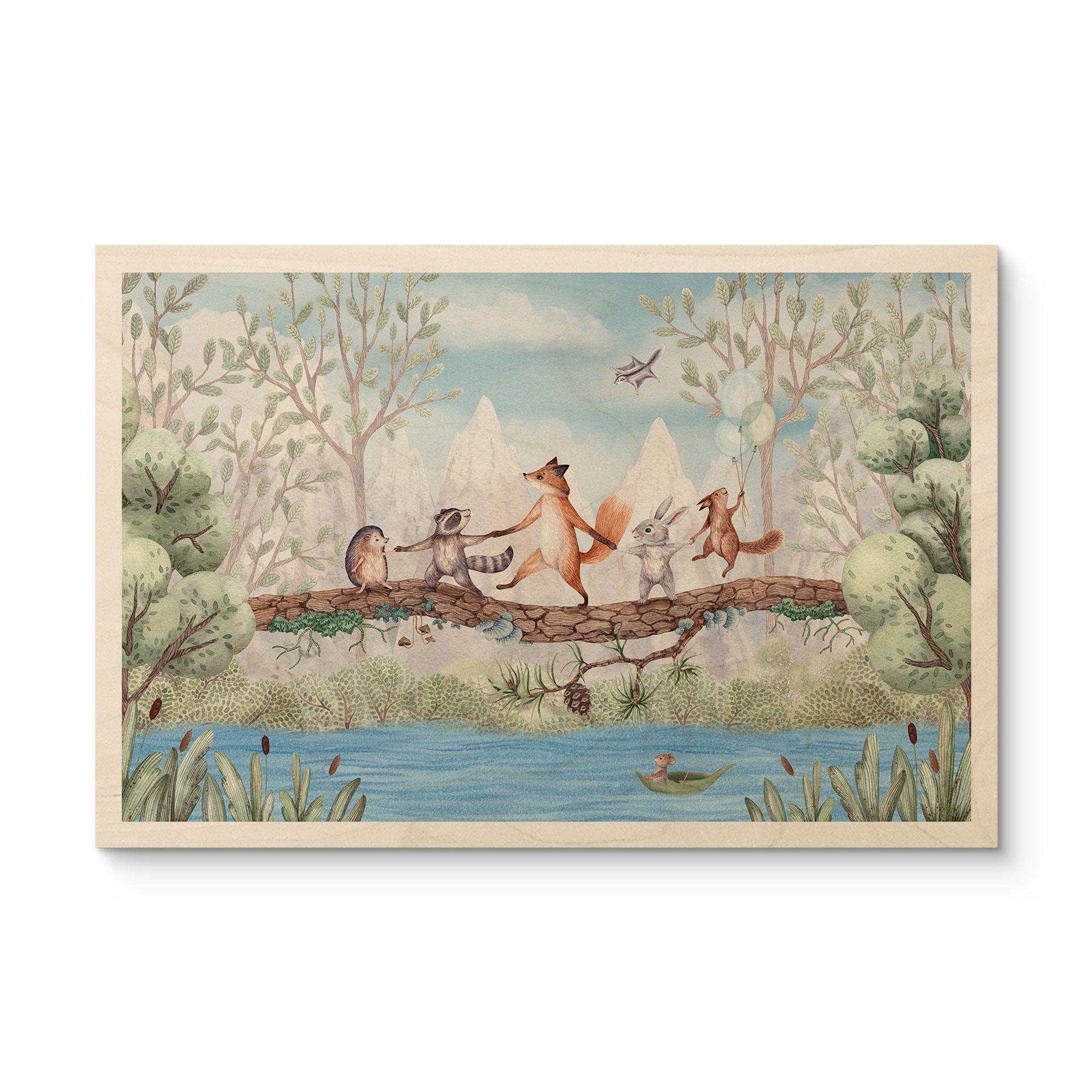 Houten Wanddecoratie Dierenuitstapje in de Natuur - Oliver Robins