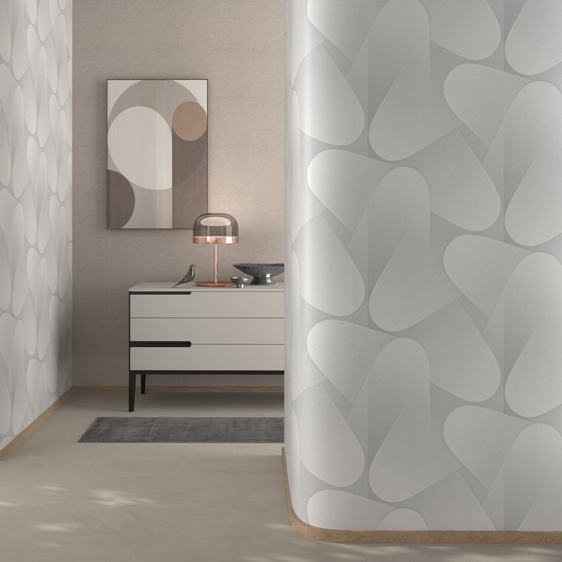 Papier peint graphique Elysium blanc