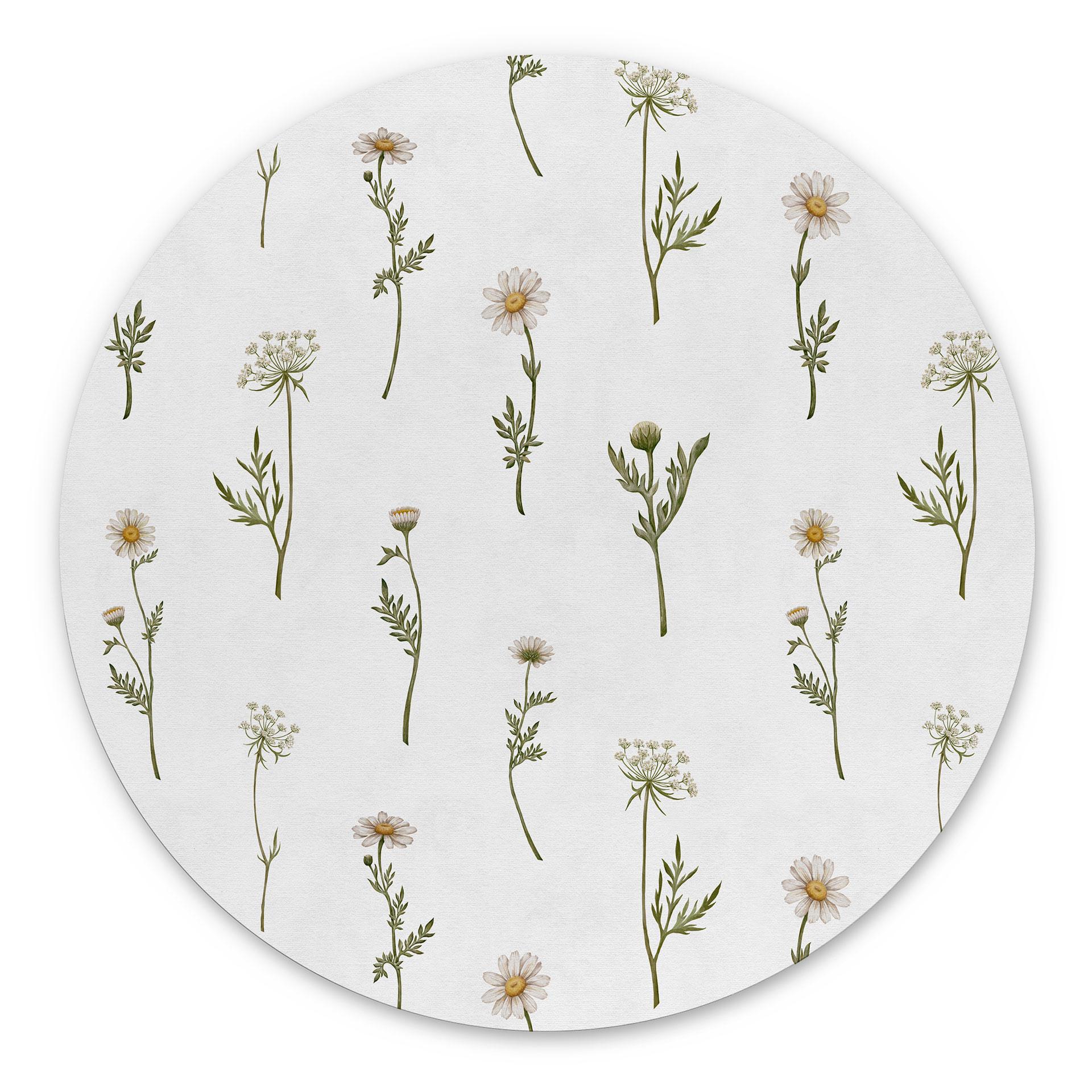 Meadow Romance med markblomster - Kikki Belle - Rund – print på aluminium
