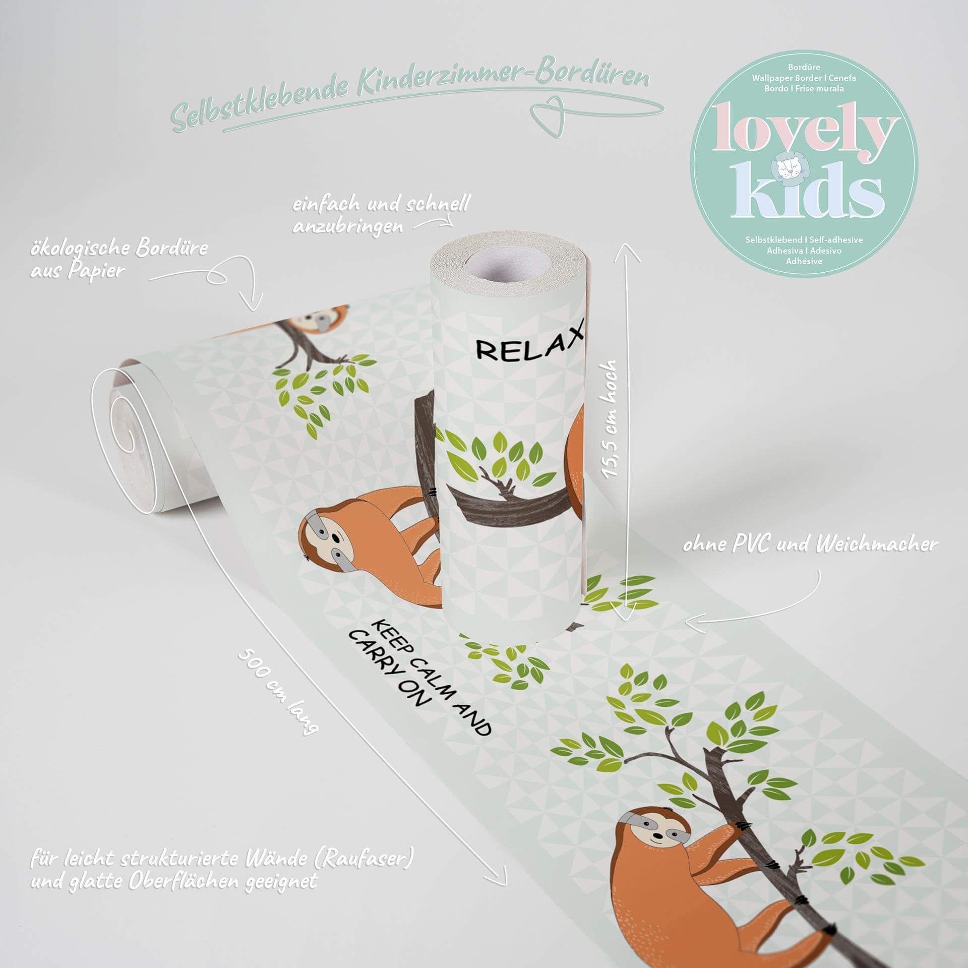 A.S. Création Lovely Kids Frise autocollante enfant - Orange, Vert