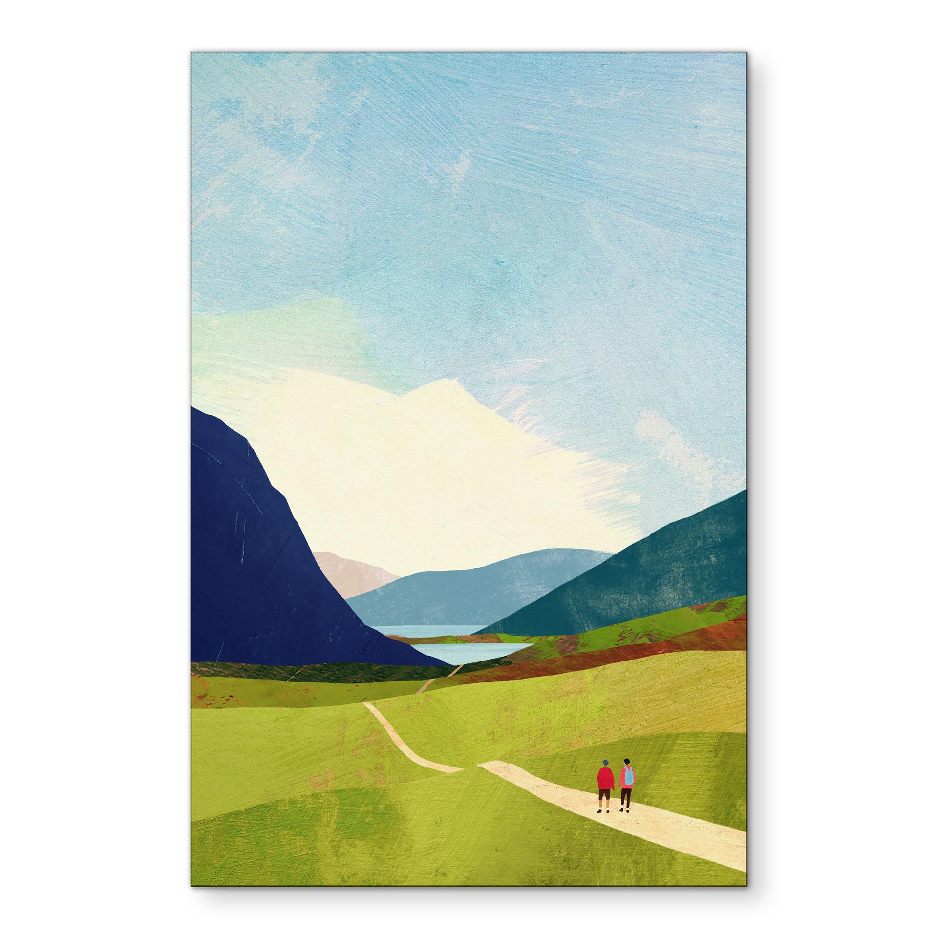 Wanddecoratie Zomerwandeling bij het bergmeer - Rivers - Alu-Dibond