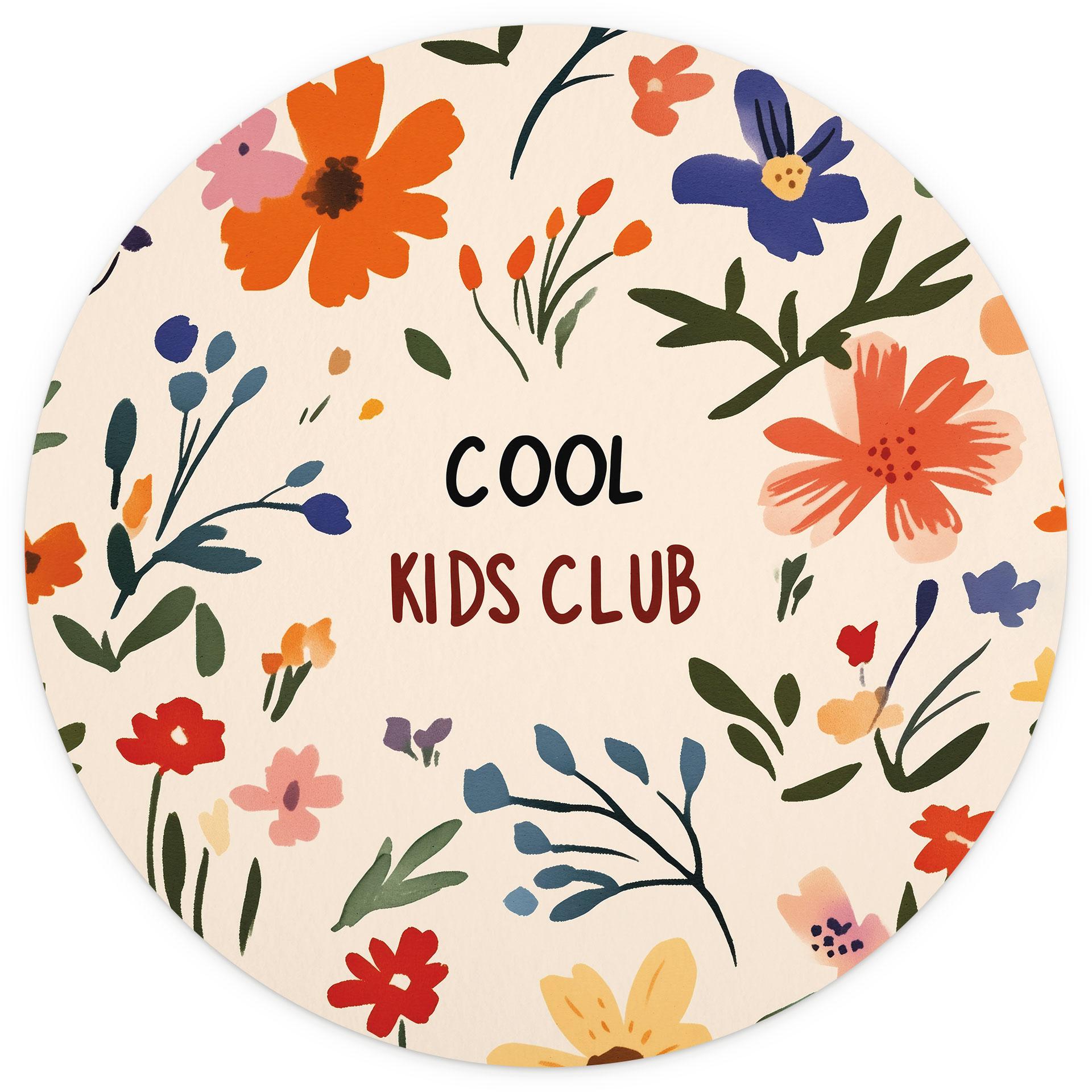 Kinder Fotobehang - Cool Kids Club Kleurrijke bloemen - Treechild - Rond - Zelfklevend/niet-geweven
