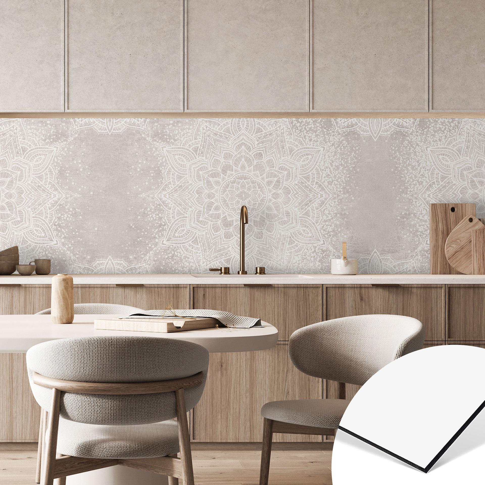 Stænkplade til køkken Blød mandala på grå-beige - Bloomery Decor