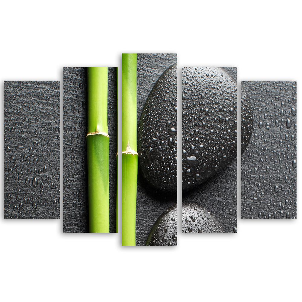 5 stykke lærredstryk Stones Bamboo Zen Spa