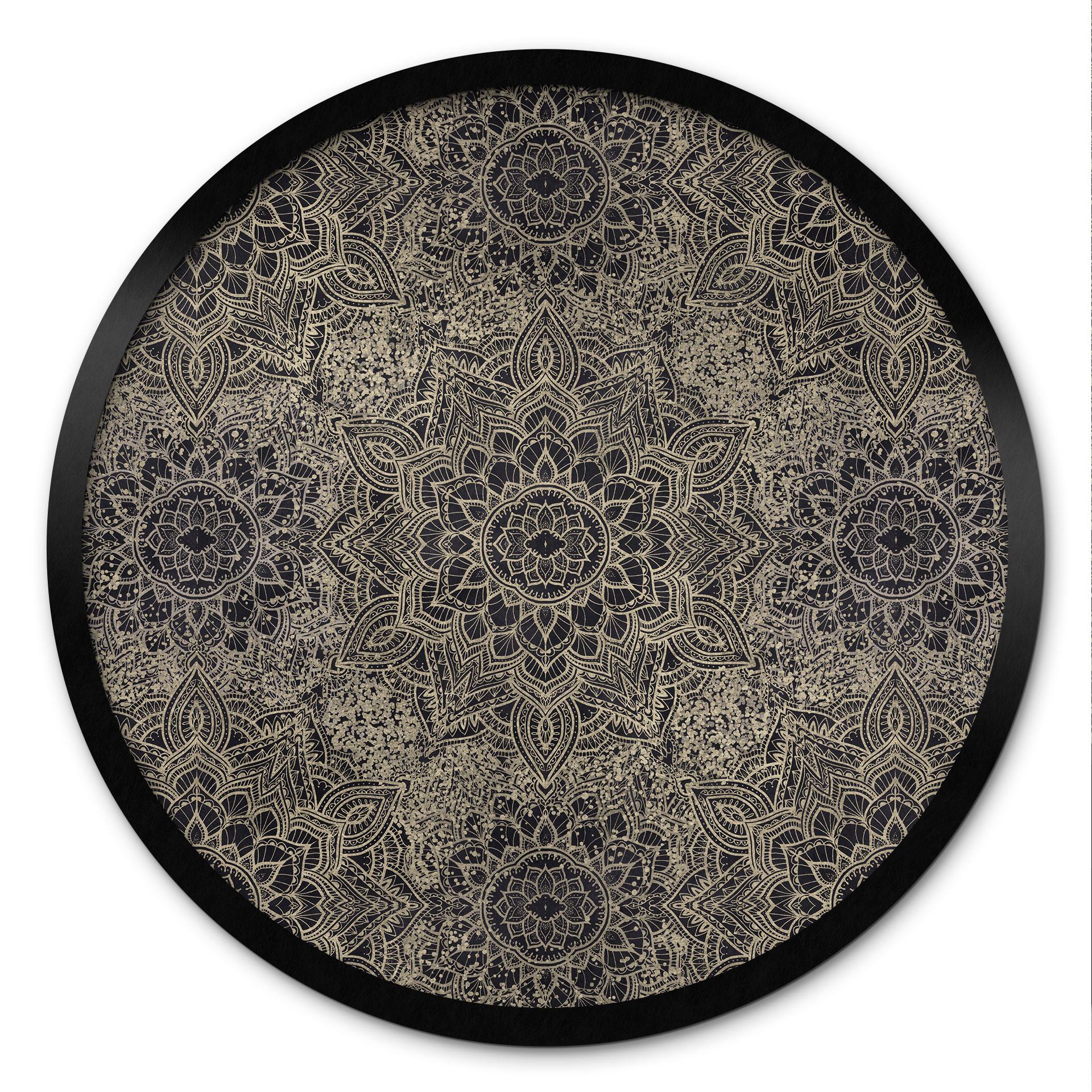 Plakat Mandala Boho Antik Guld - Blomsterdekoration - Rund