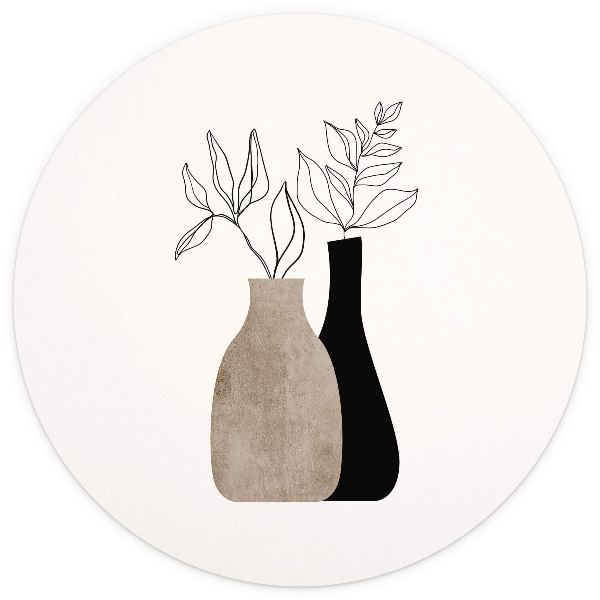 Fototapet - Rundt Kubistika - Minimalistiske planter - vliesetapet/selvklæbende non-woven tapet