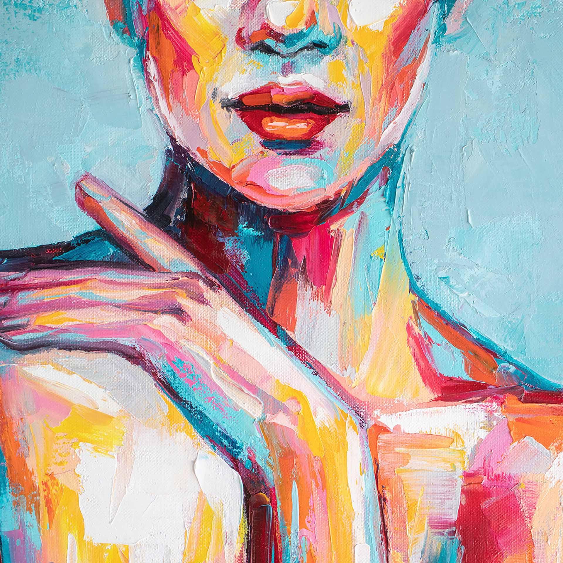 Artistic AcrylicGirl behangpapier in blauw geel - vliesbehang Designwalls 2 - 2,55 x 3,5 m