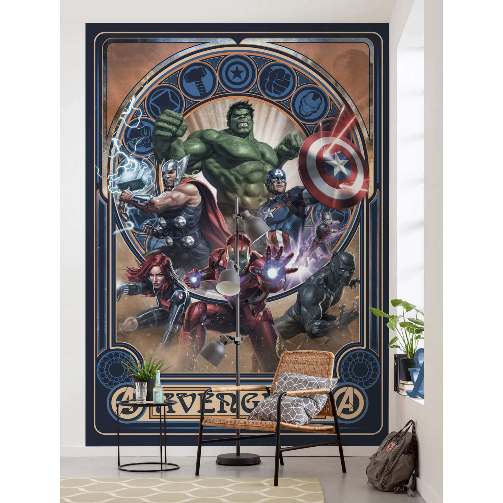 Non-woven tapet - Avengers Ornament - 200 x 280 cm