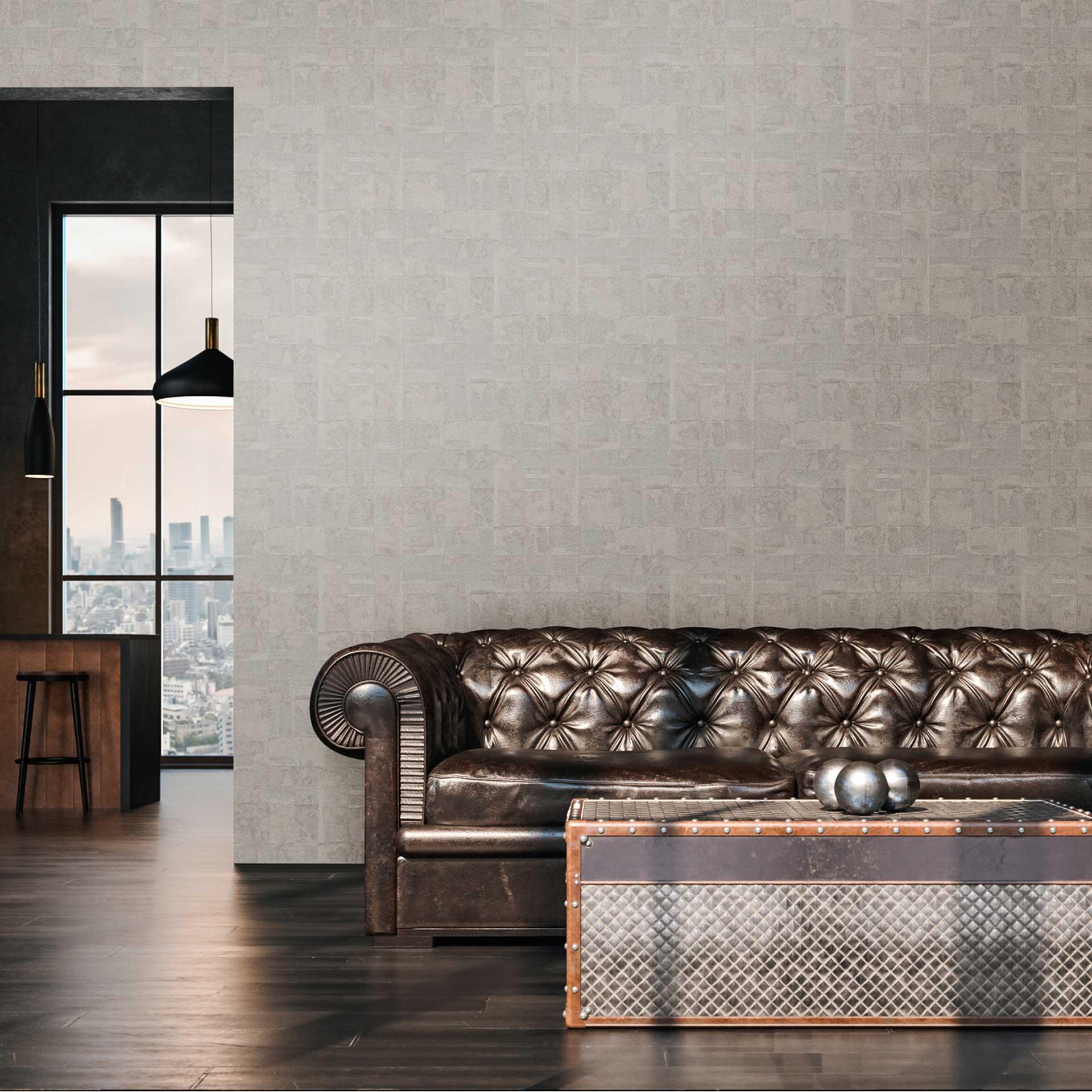 Tekstureret tapet med let glans i grå - tapet i betonlook - moderne non-woven tapet