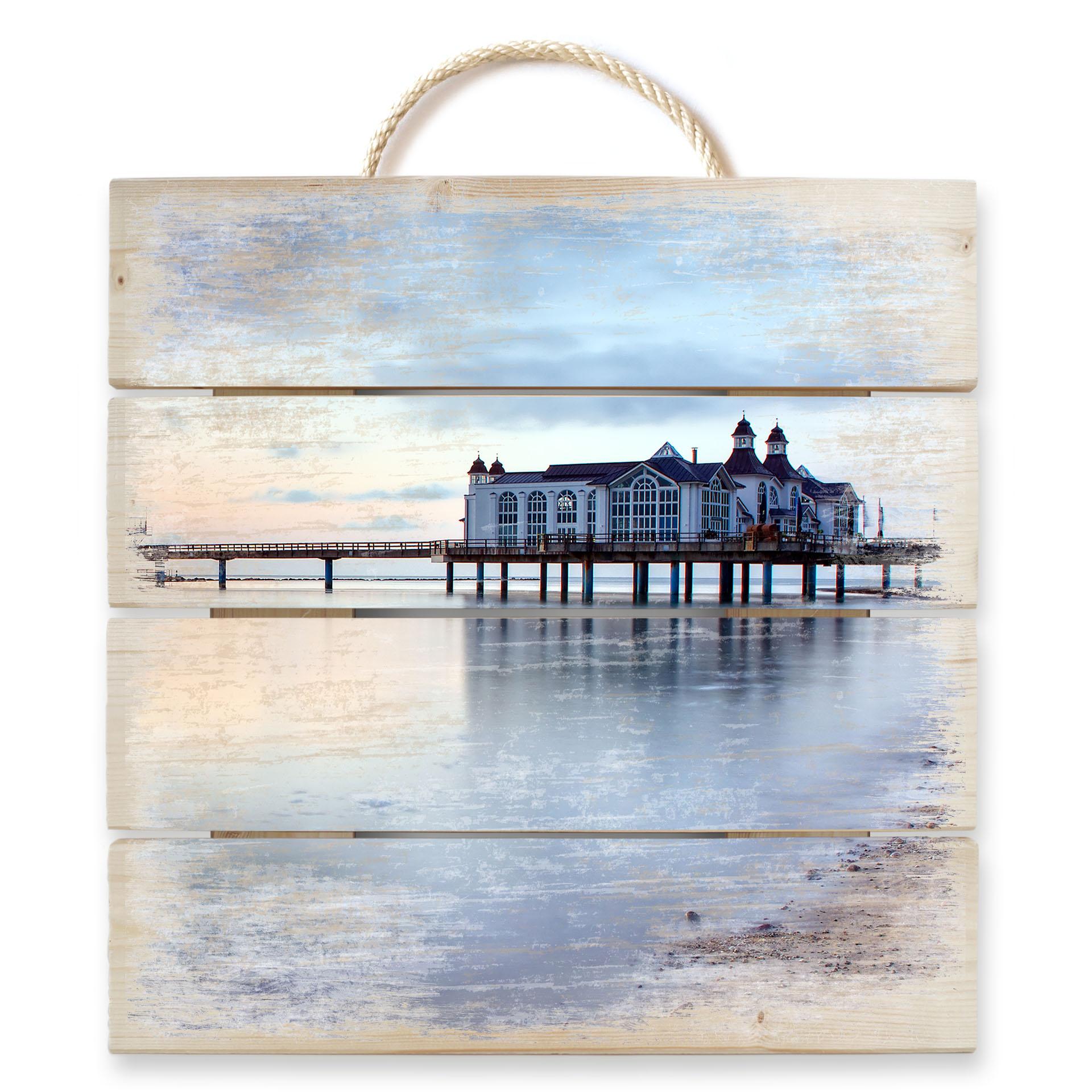 Obraz drewniany molo Sellin - 40x41,5 cm