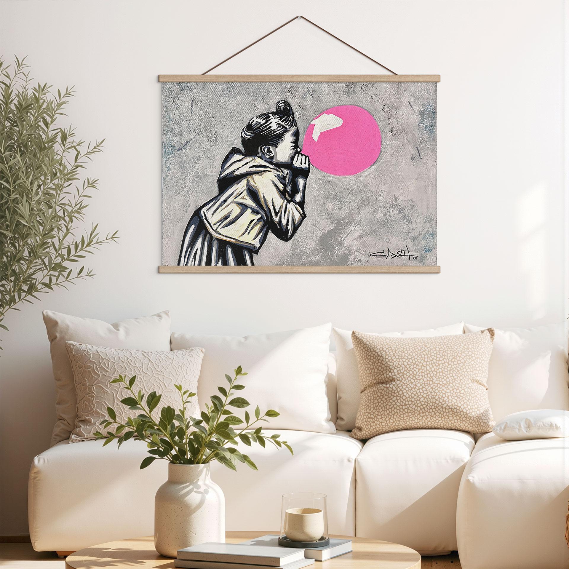 Stoffbild Pink Bubblegum Streetart - Habib
