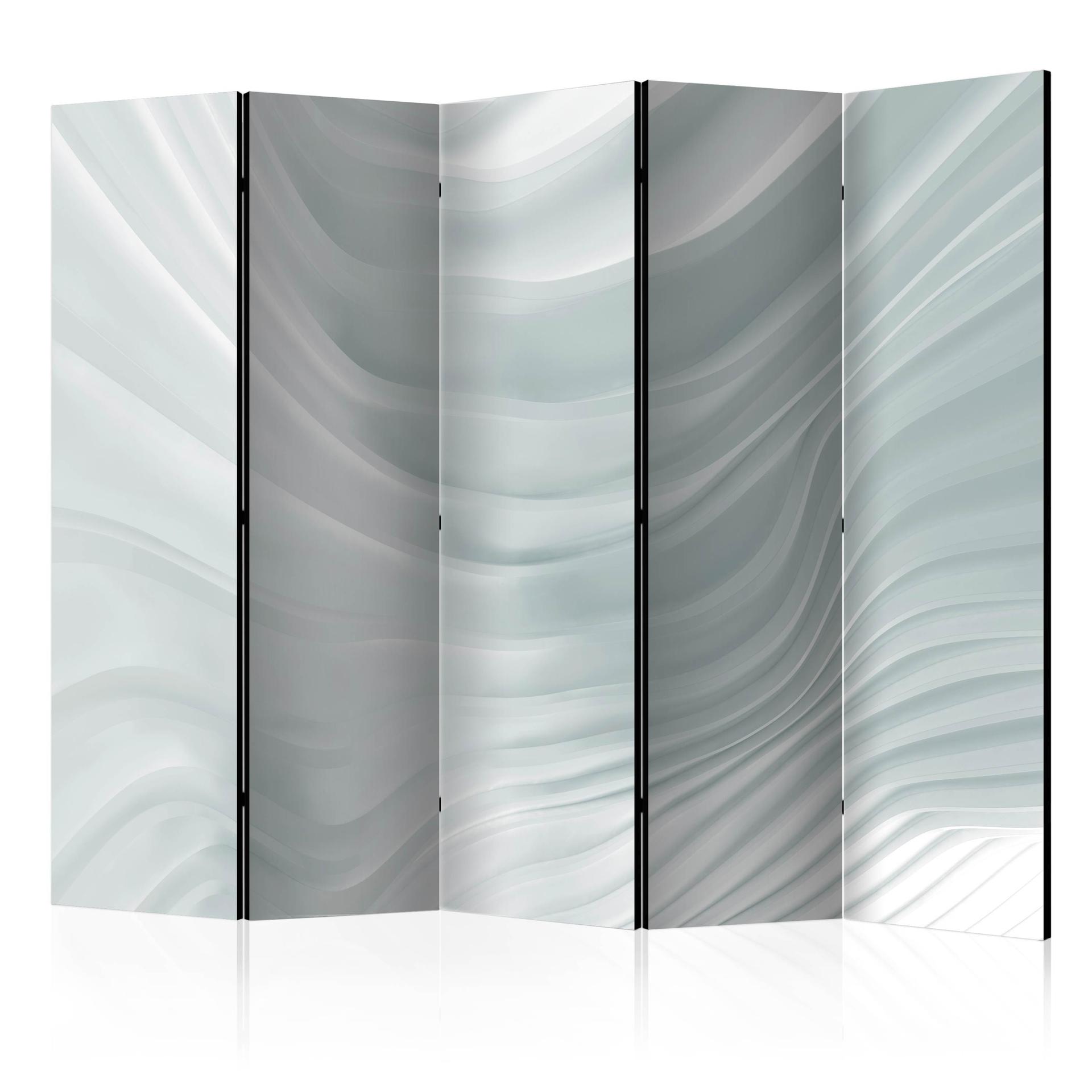 Screen rumdeler - Wavy white, 5-delt - 225x172 cm