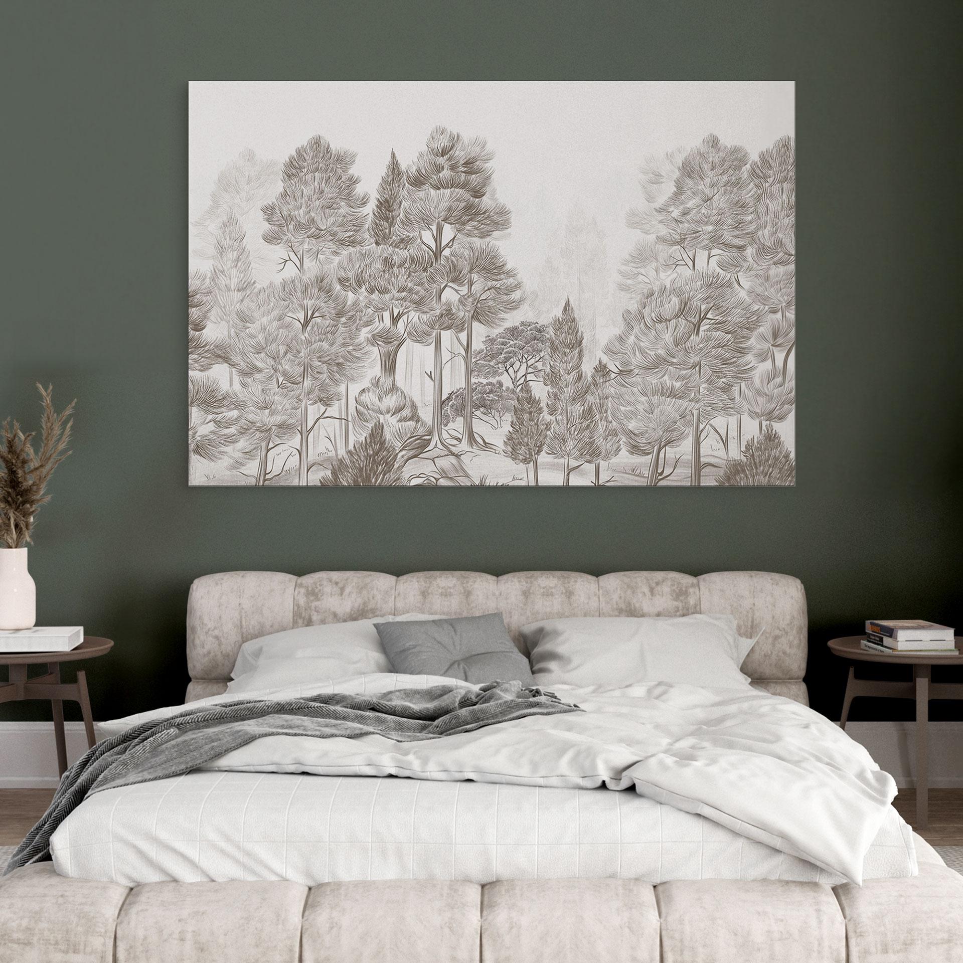 Wandbild Wald mit Waldlandschaft in Beige - Ms Tiff - Alu-Dibond