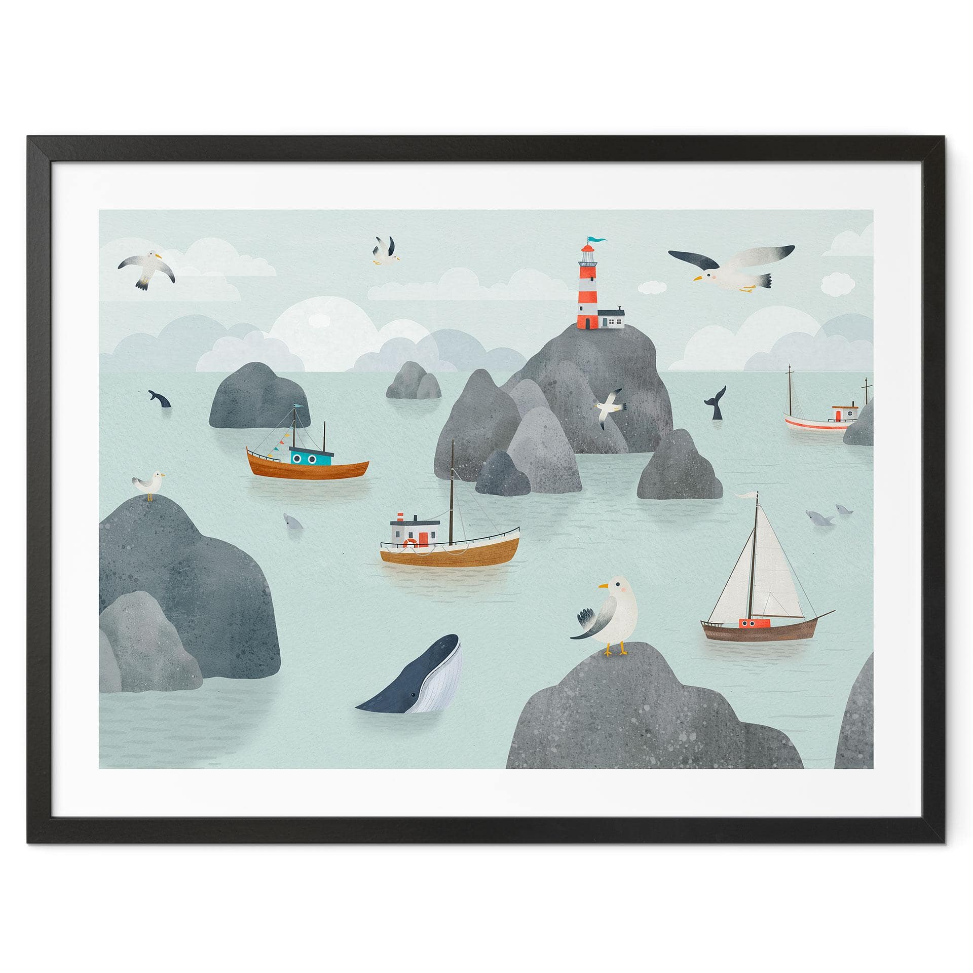 Poster Maritiem Kustmotief met Vuurtoren - Oliver Robins