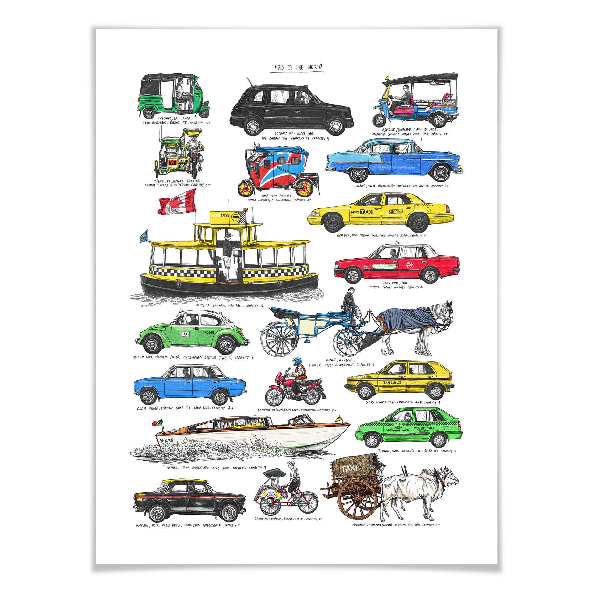 Poster Sparshott - Taxis of the world