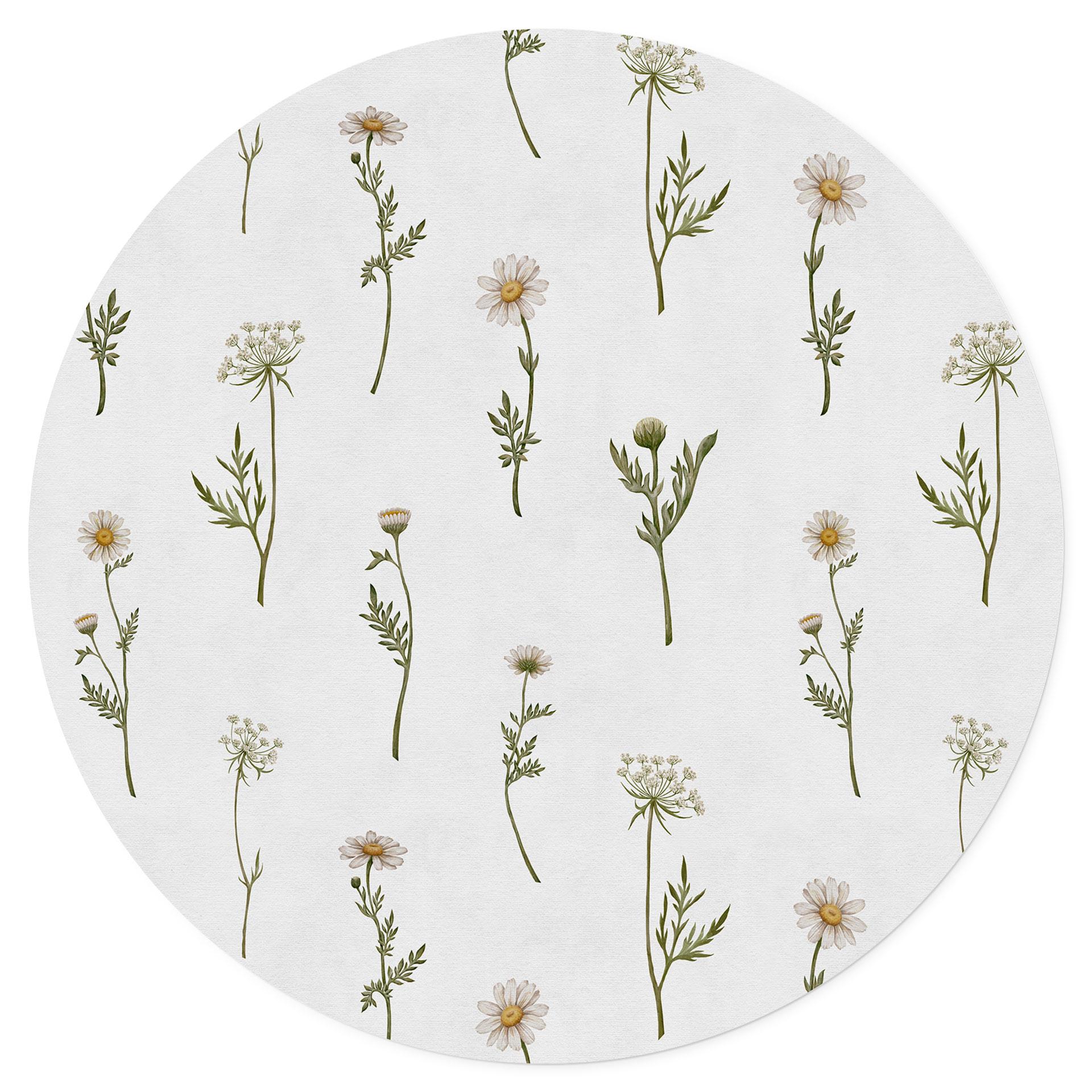 Muursticker weide romantiek met veldbloemen - Kikki Belle - Rond