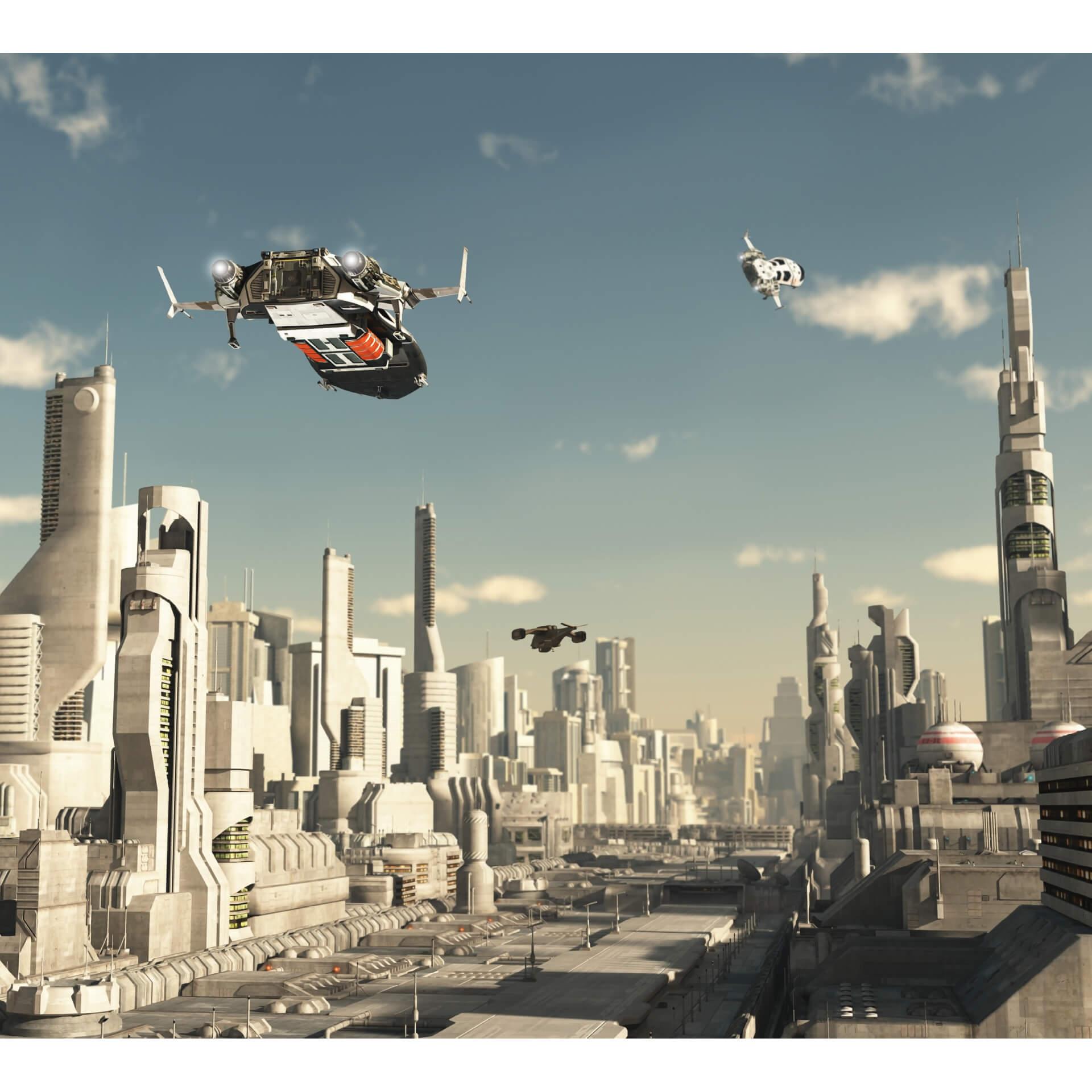 Fotobehang Sci-Fi City Landing