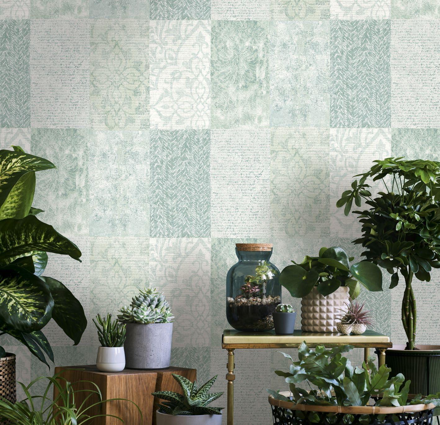 grafisch behang, vliesbehang Novamur Yvi groen