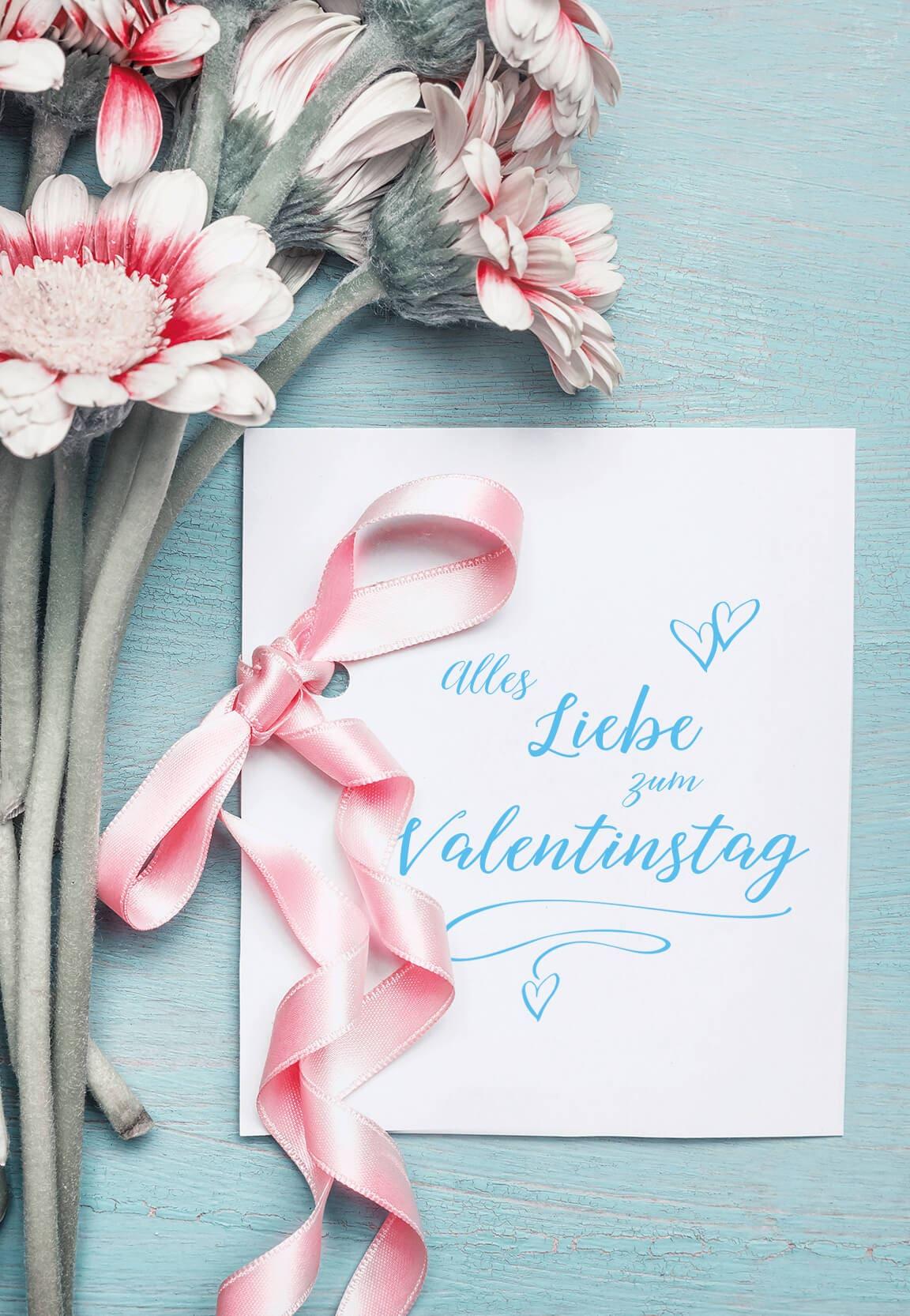 Gutschein Valentinstag - Blumen mit Karte