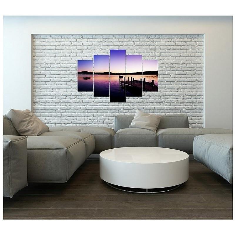 5 stykke lærredsprint, Bridge Sunset Purple