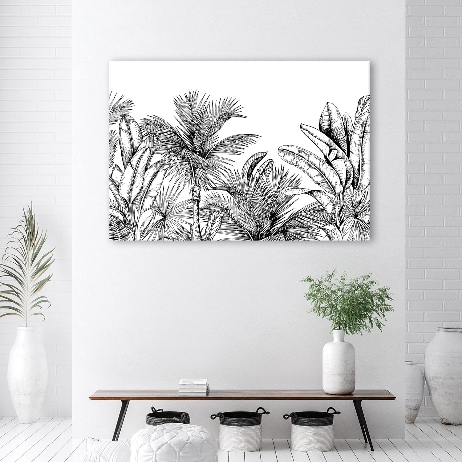 Canvasbillede, grå palmeblade planter