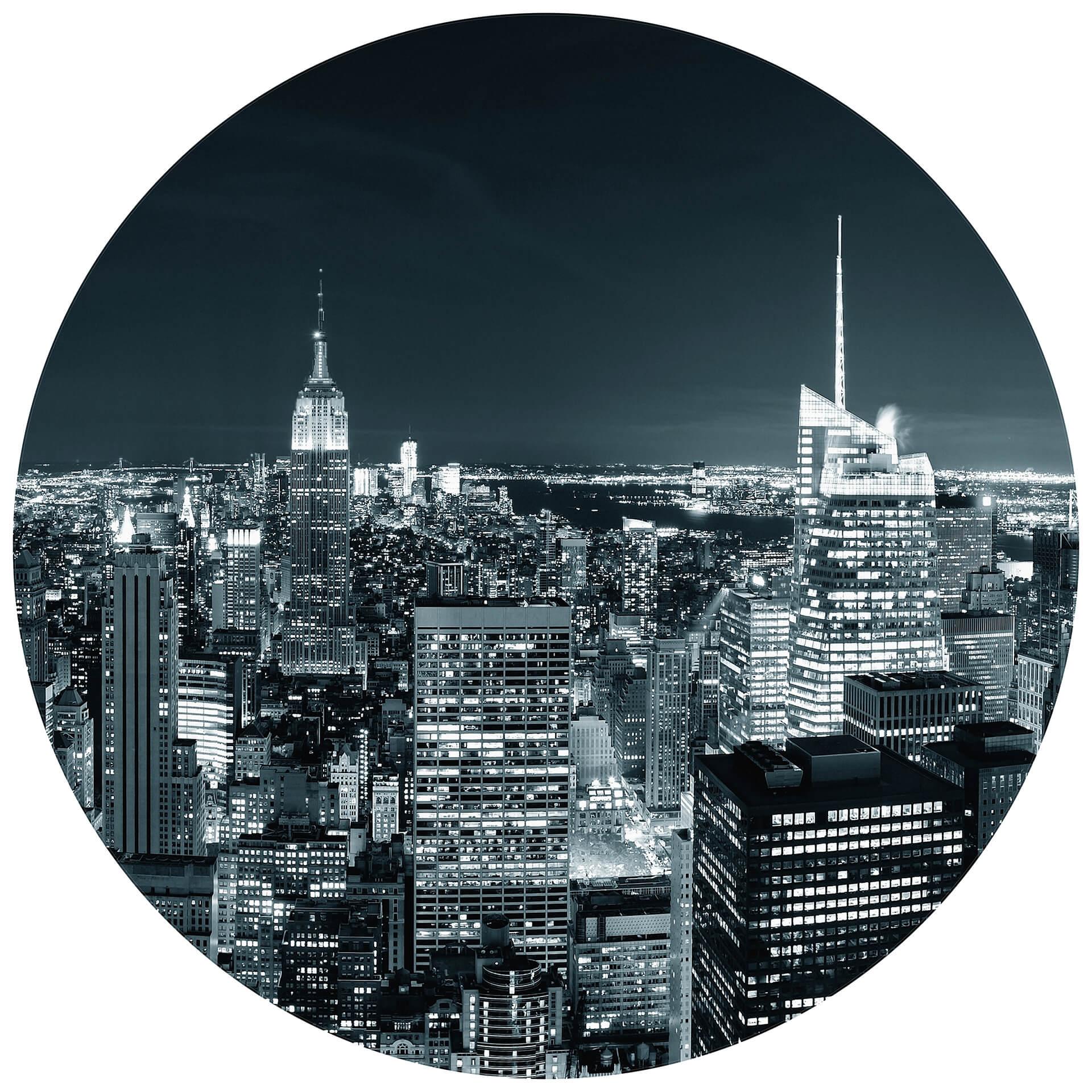 Fototapete New York at Night 2 - Rund - Selbstklebend/Vlies
