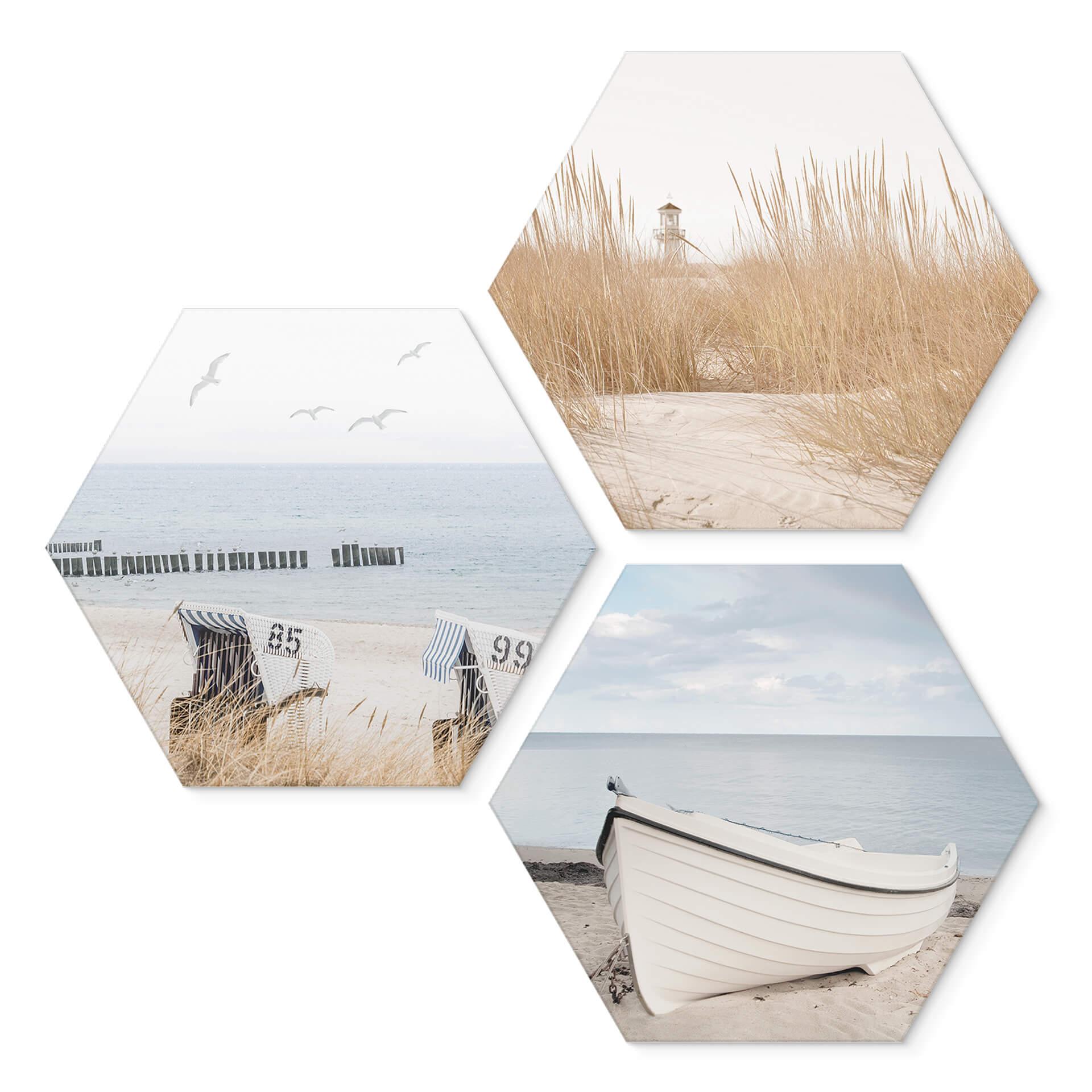 Hexagon Dibond Salty Sea Air-sæt (3 dele)