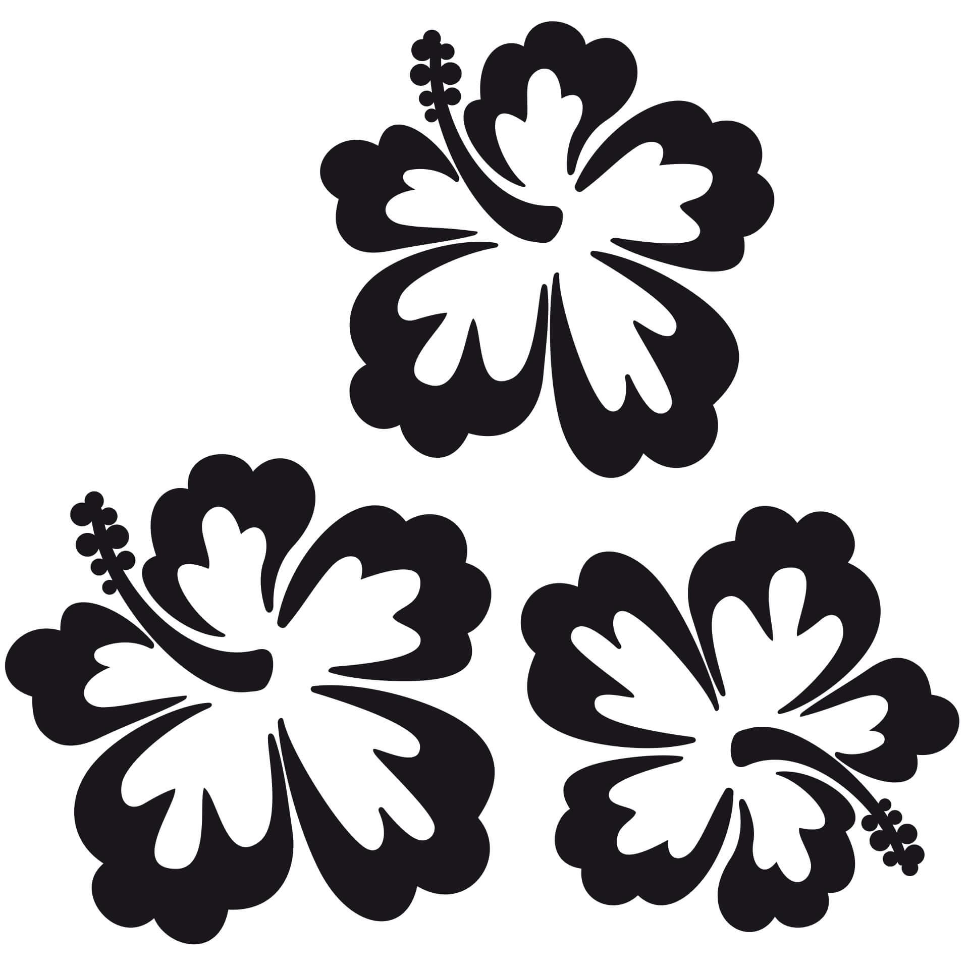 Muursticker Hibiscus Bloemen set van 3