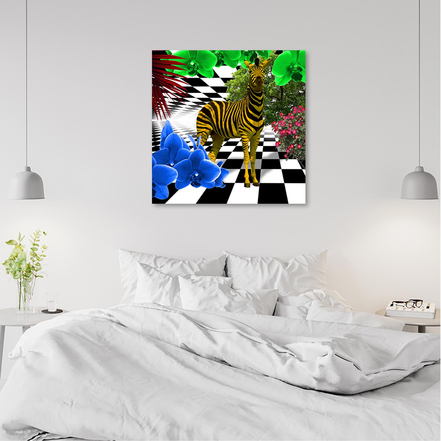 Canvasbillede, Farverige zebra dyr