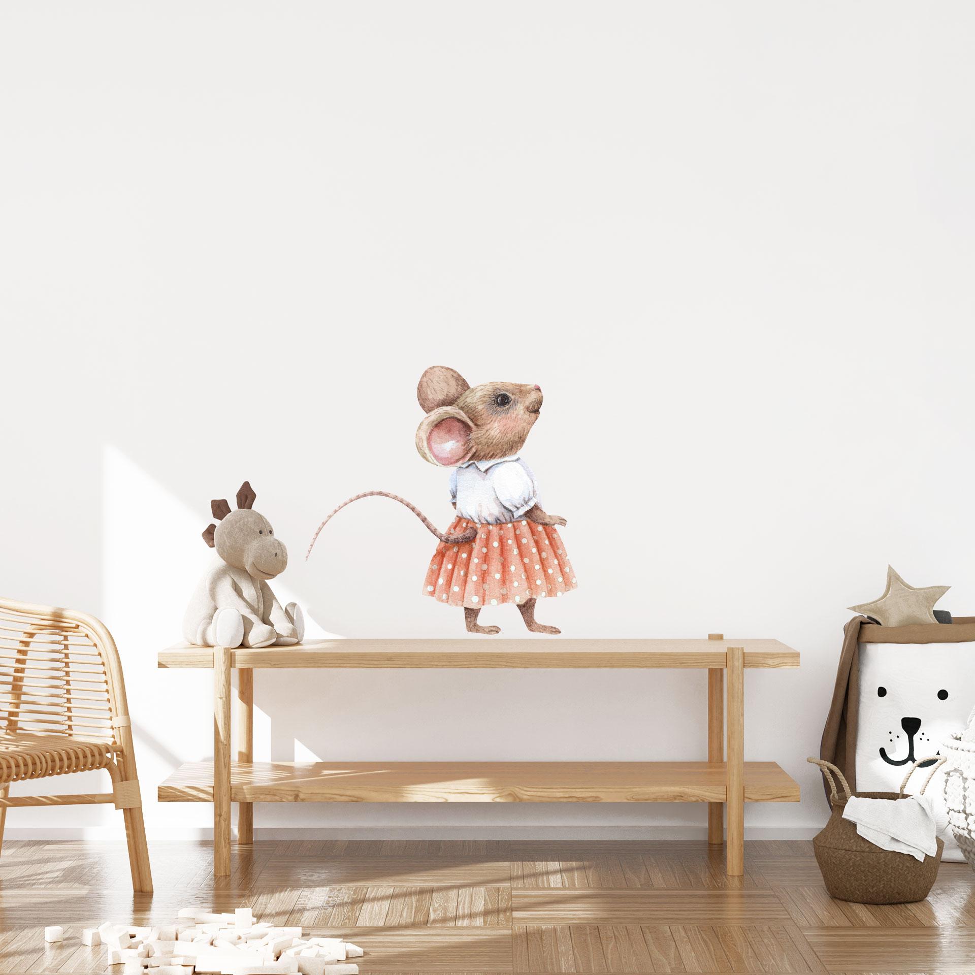Wallsticker Nysgerrig mus - Pige - Kikki Belle