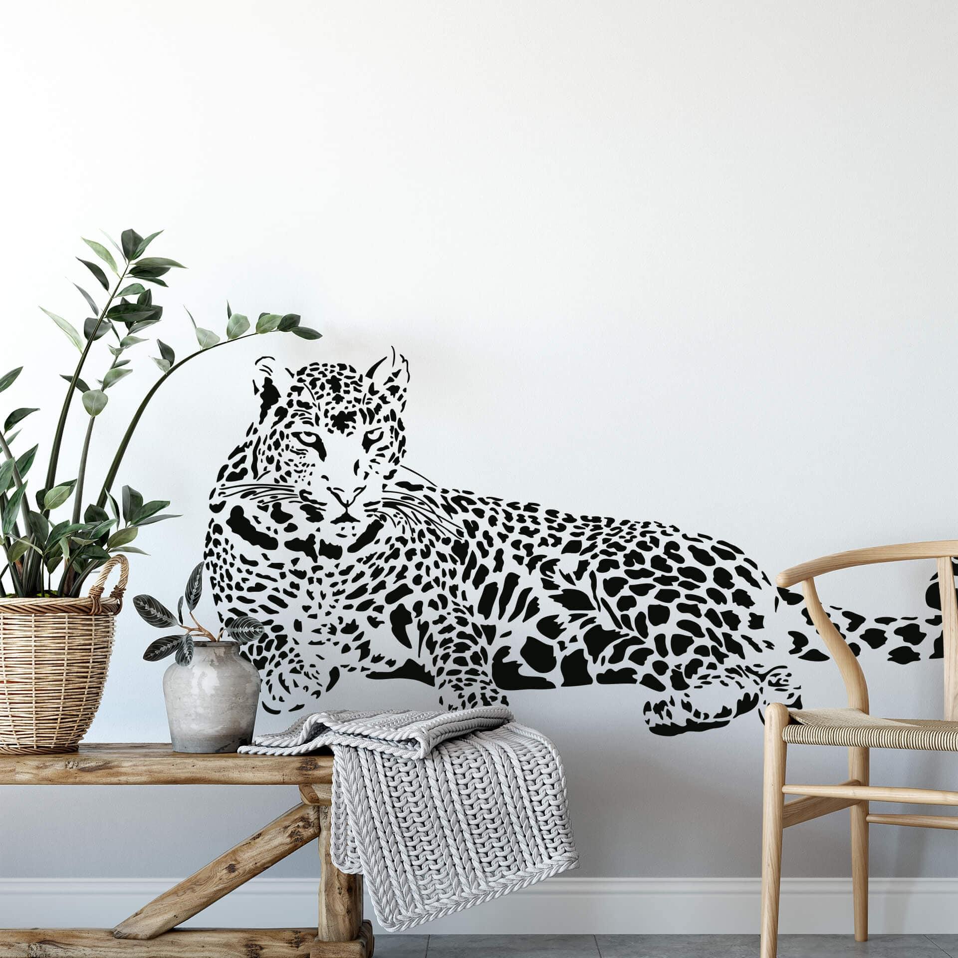 Wandtattoo Leopard liegend