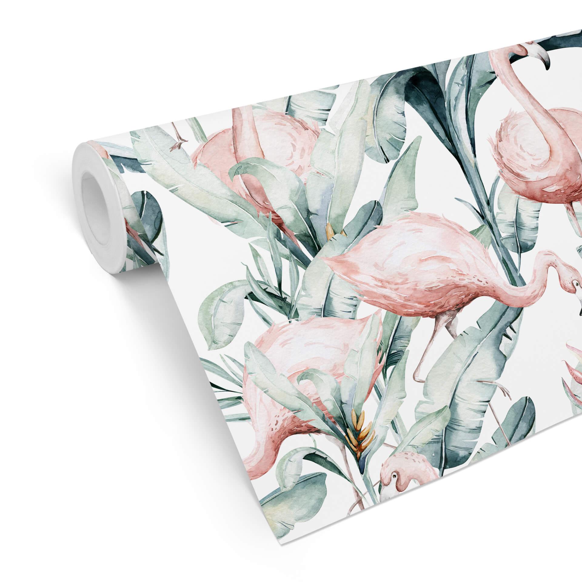 Mønstret tapet Kvilis - Tropisk flamingo