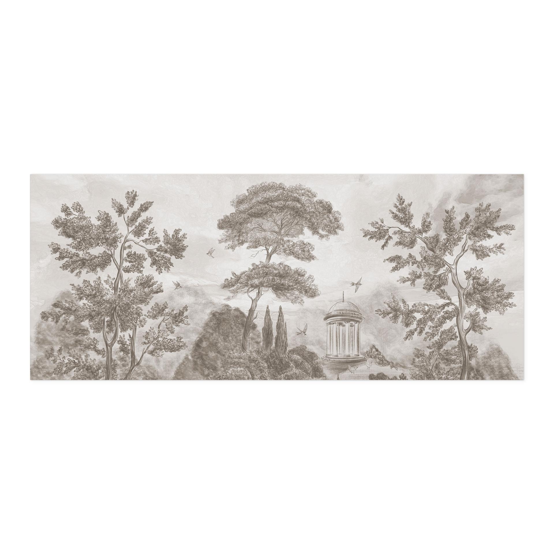 Selbstklebende Küchenrückwand Landschaft mit Gartenlandschaft in Beige - Ms Tiff